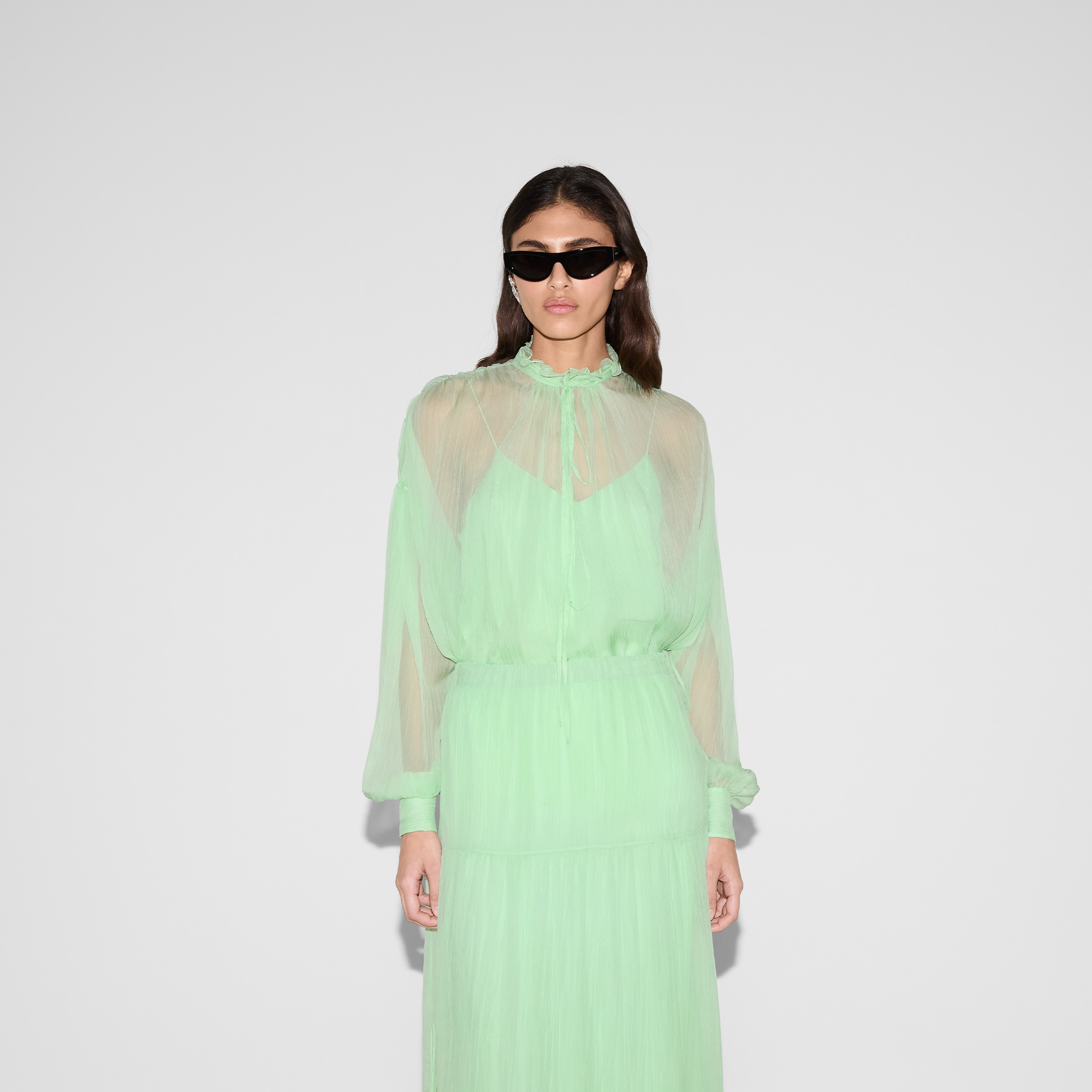 Silk chiffon creponne top - 3