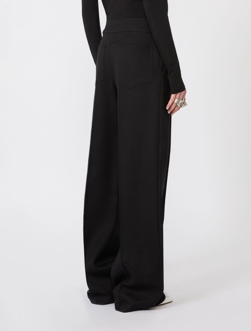 Viscose-blend gabardine yoke-detail trousers - black 4