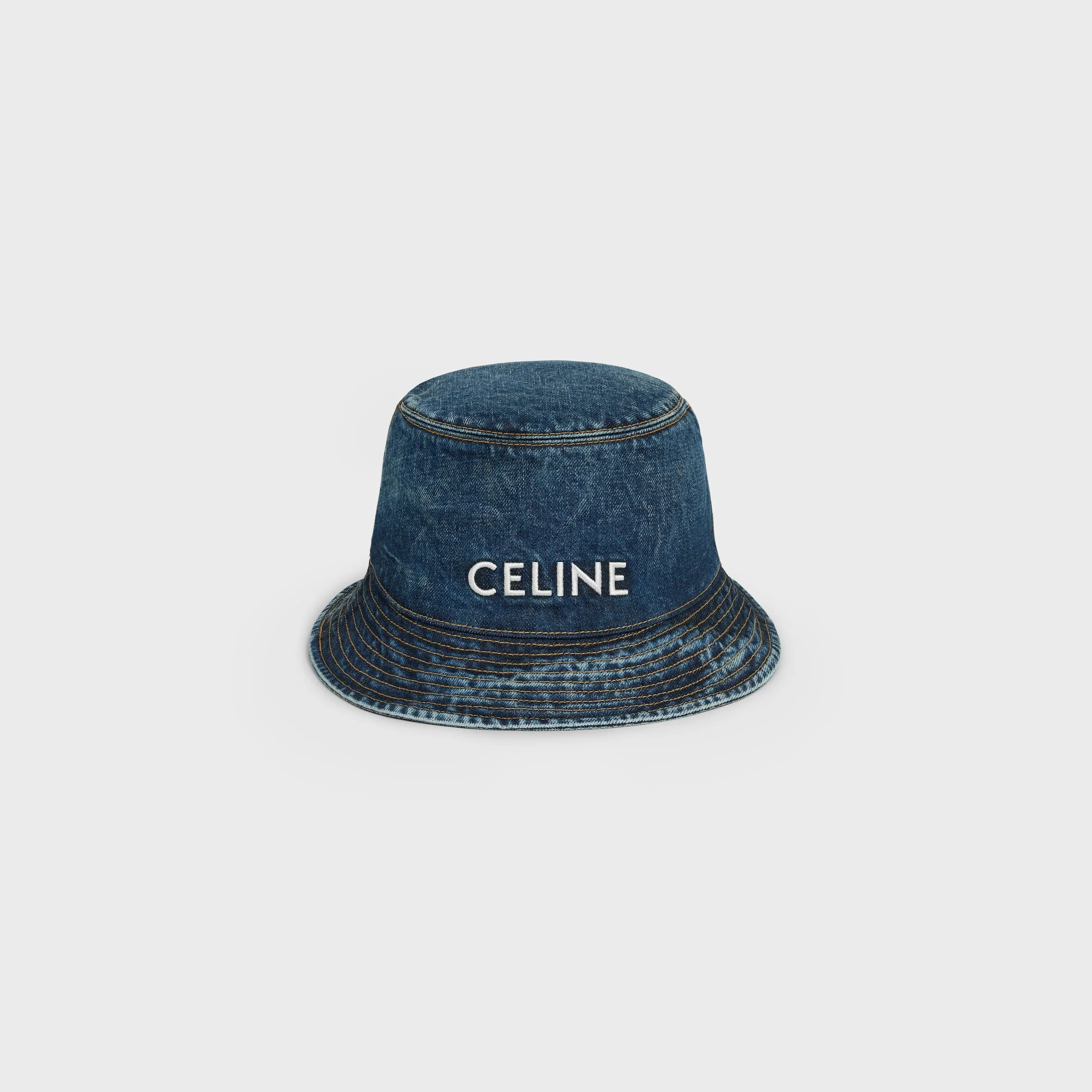 celine bucket hat in union wash denim - 1