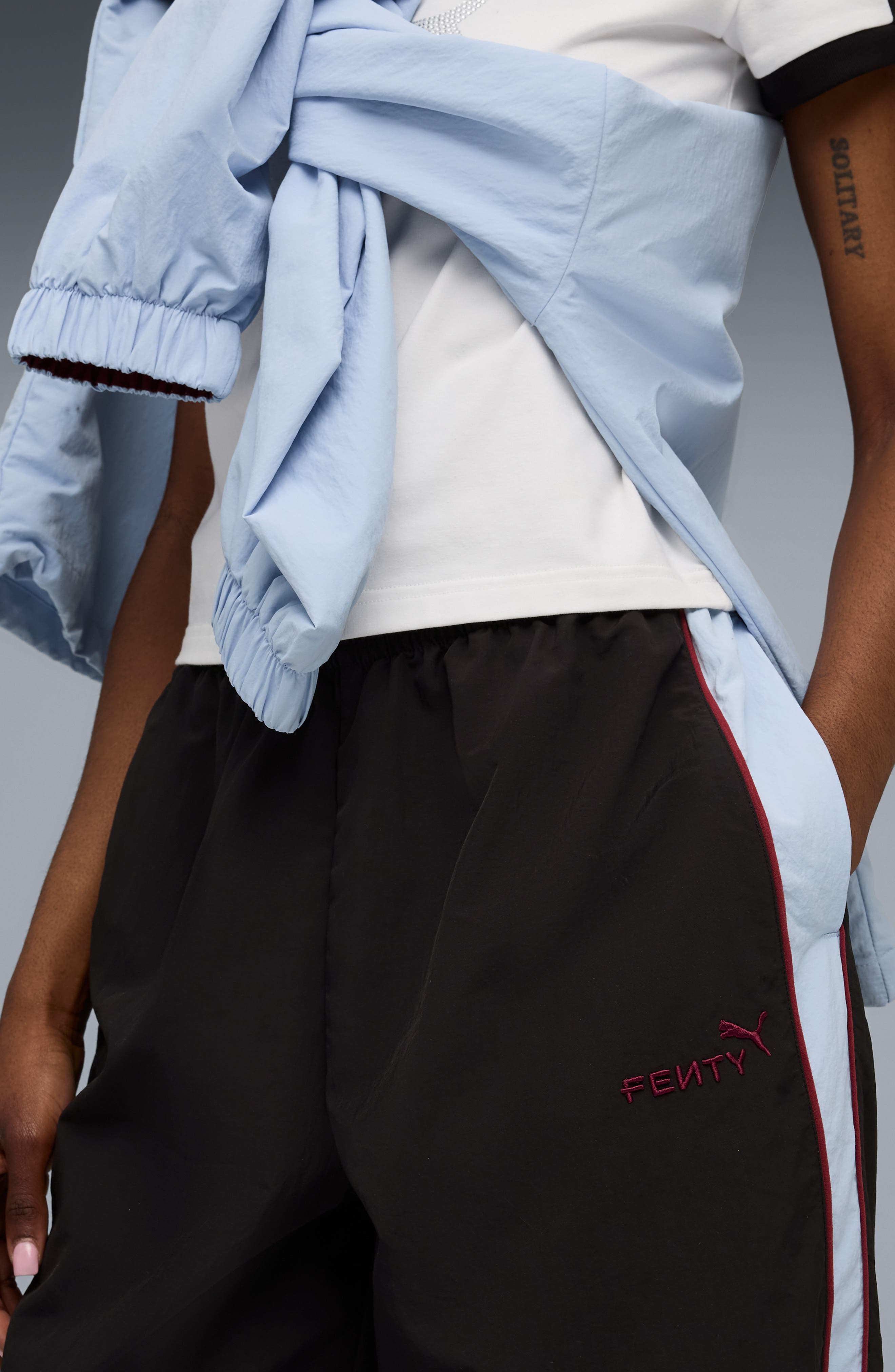 PUMA x FENTY Nylon Track Pants in Puma Black at Nordstrom - 4