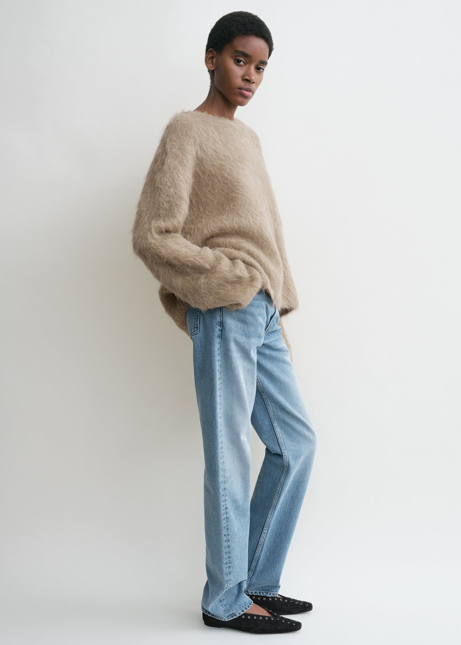Boxy alpaca knit truffle melange - 3