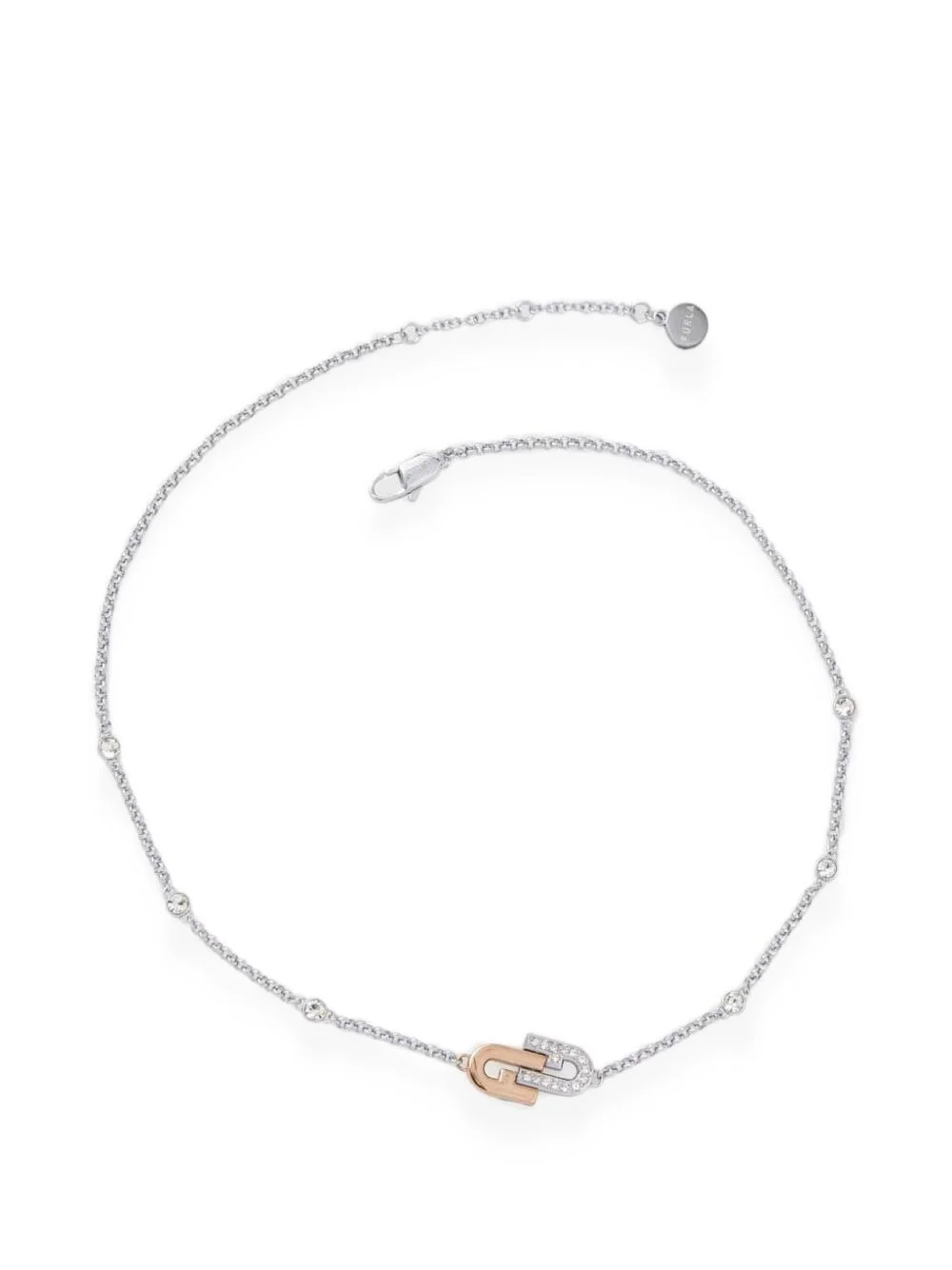 Arch-logo crystal-embellished necklace - 1