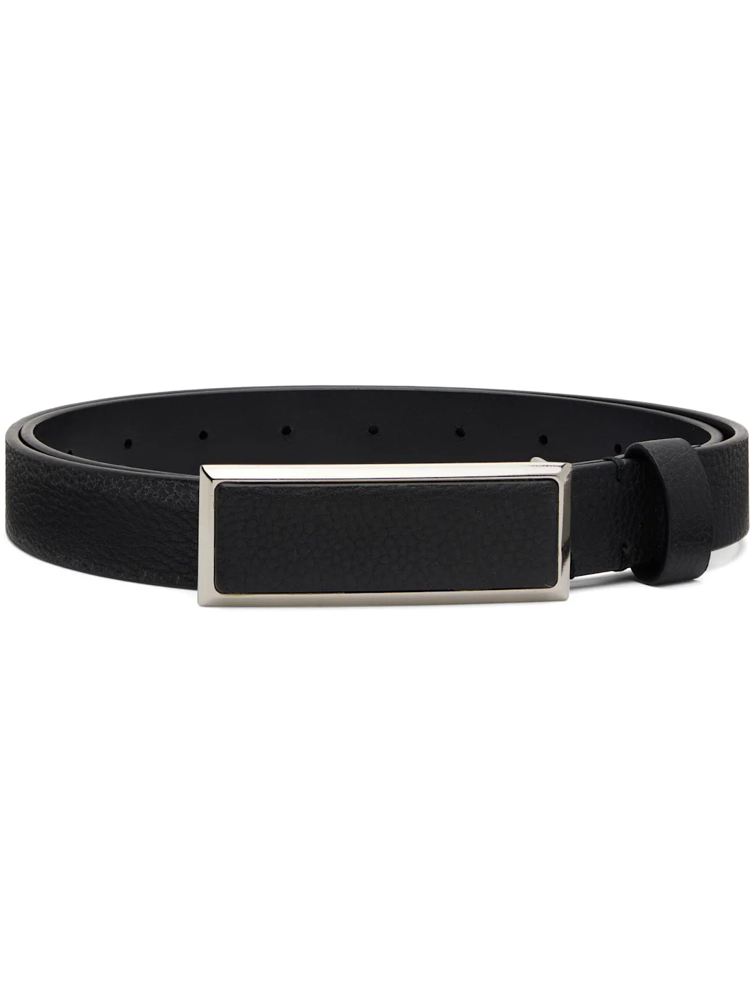 Black Leather Buckle Belt - 1