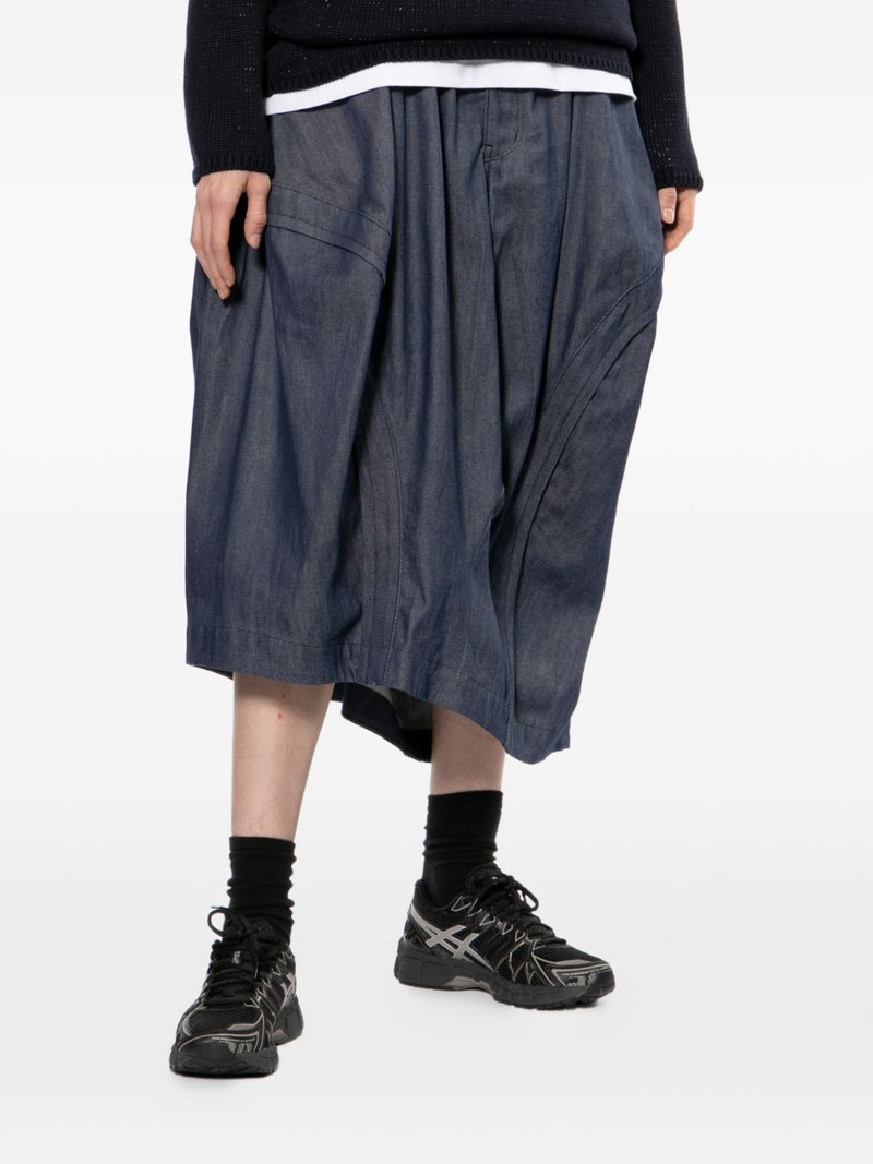 BLACK COMME des GARÇONS asymmetric gathered denim shorts outlook