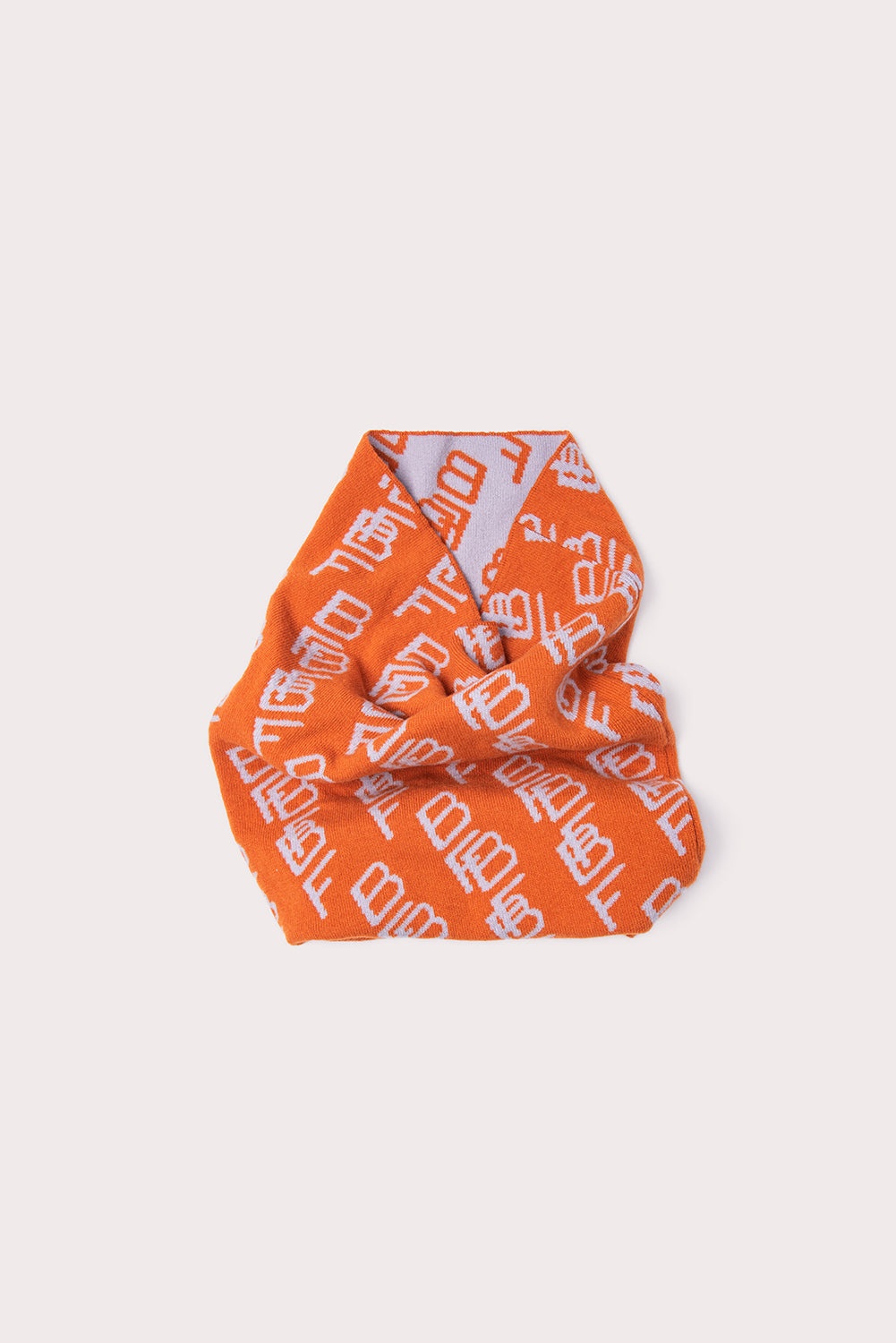 Jacquard Logo Snood Orange Wool - 2