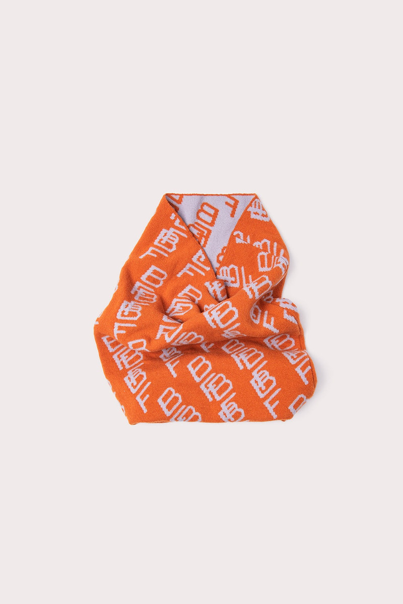 BY FAR Jacquard Logo Snood Orange Wool outlook