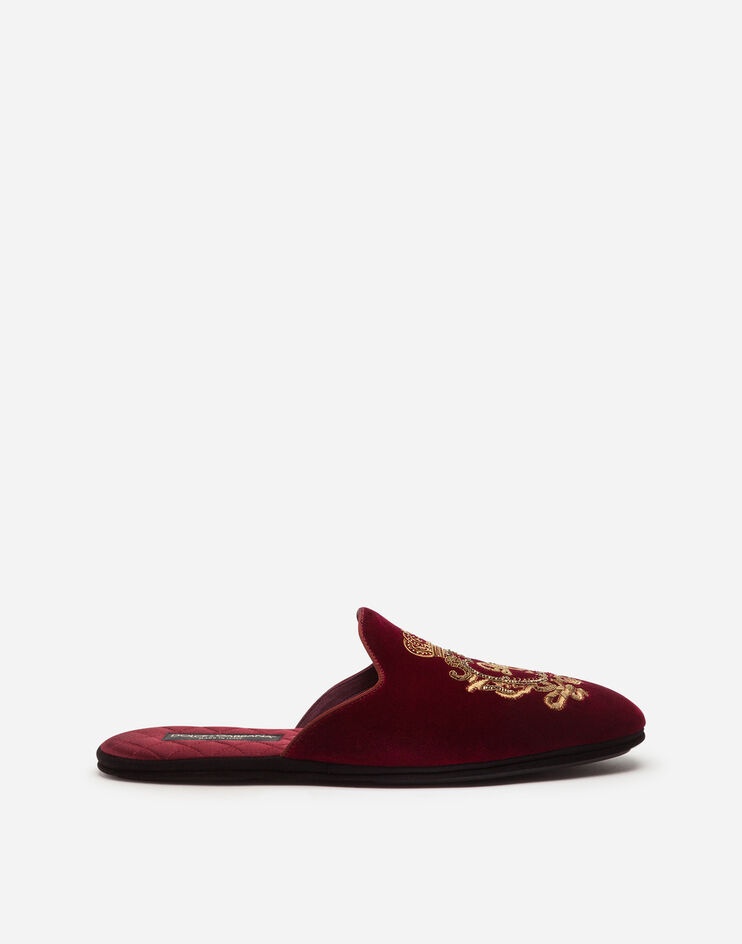 Velvet slippers with coat of arms embroidery - 1