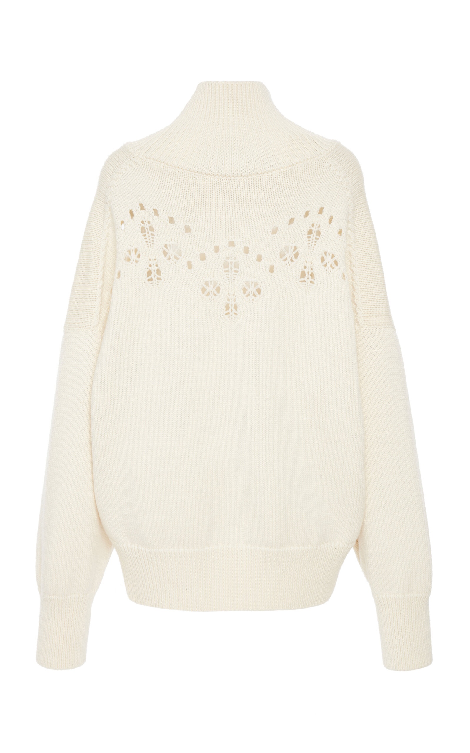Pointelle-Knit Wool Turtleneck Sweater ivory - 6