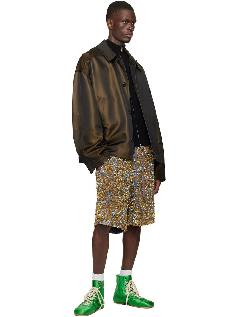 Dries Van Noten Green Satin High Top Sneakers outlook