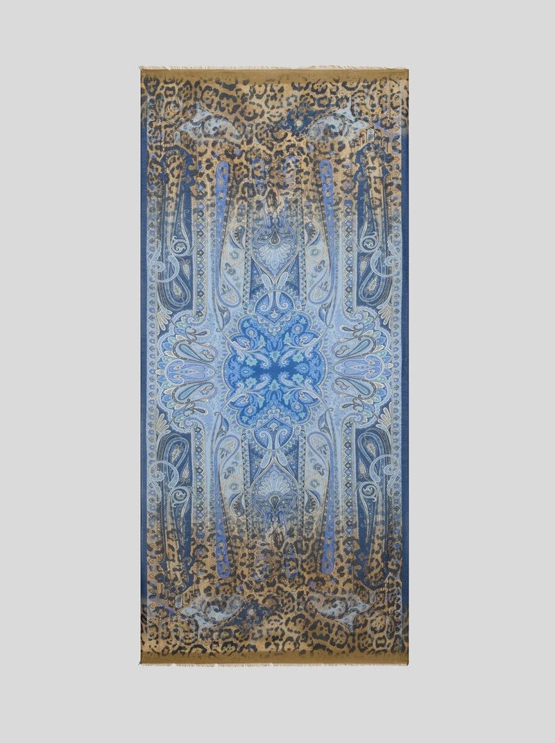 WOOL-BLEND SCARF WITH DEGRADÉ ANIMAL MOTIF 1