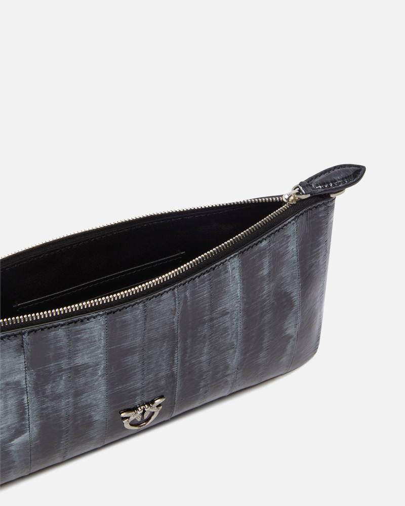 PINKO GALLERIA CLUTCH BAG IN EEL SKIN WITH SHOULDER STRAP 4