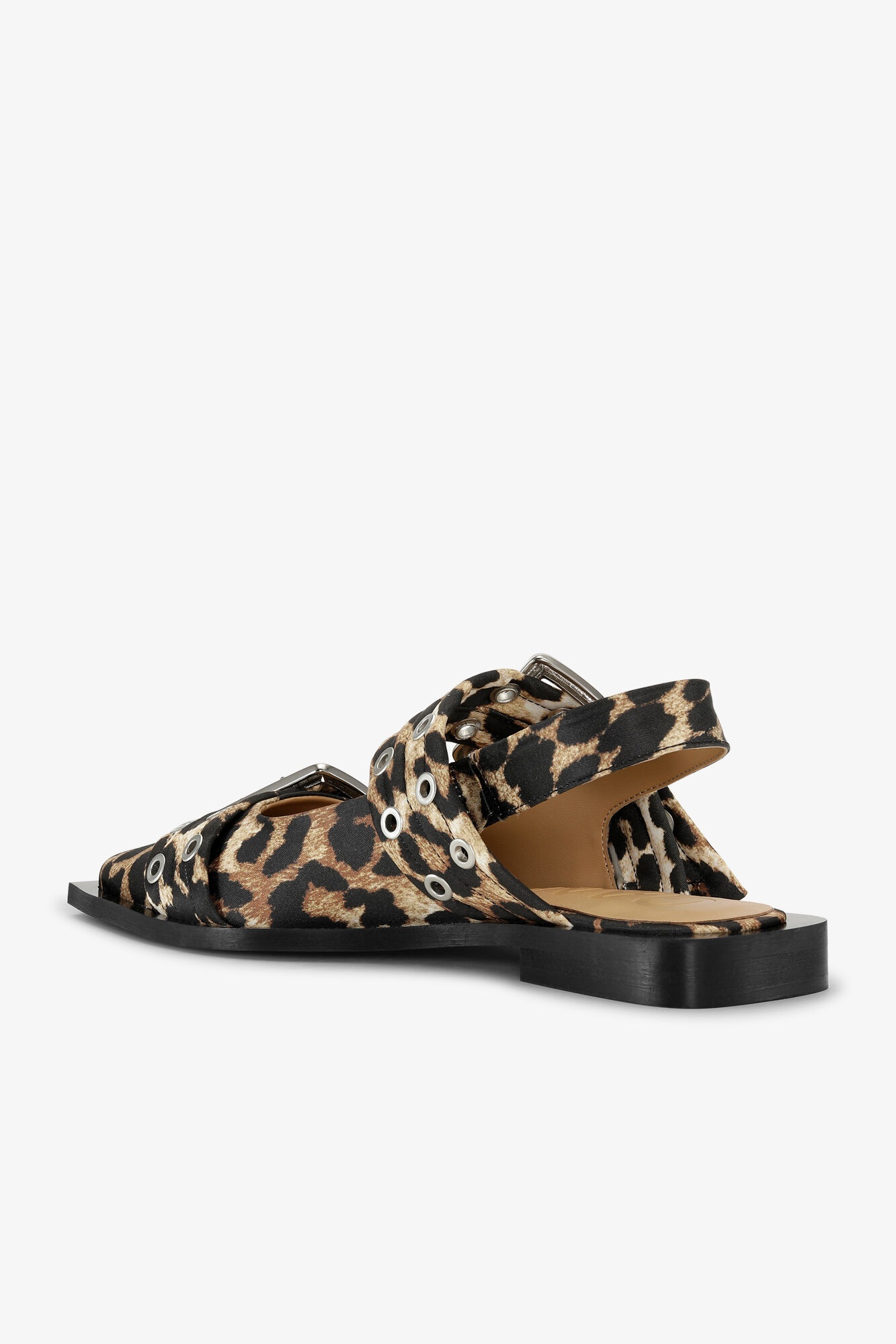 LEOPARD SATIN FEMININE BUCKLE BALLERINAS - 2