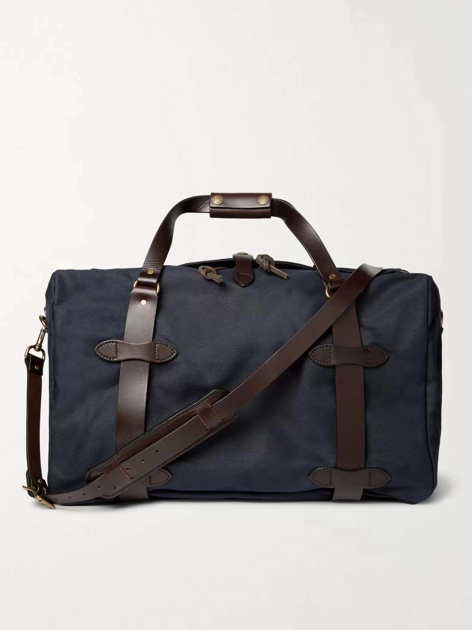 Leather-Trimmed Twill Duffle Bag - 1