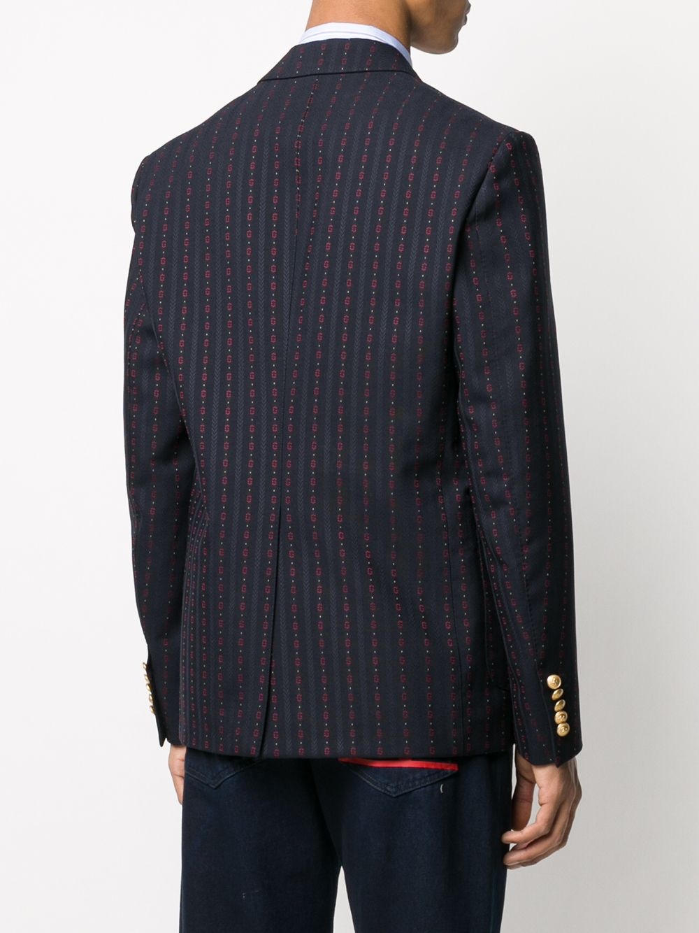 logo pinstripe blazer - 4