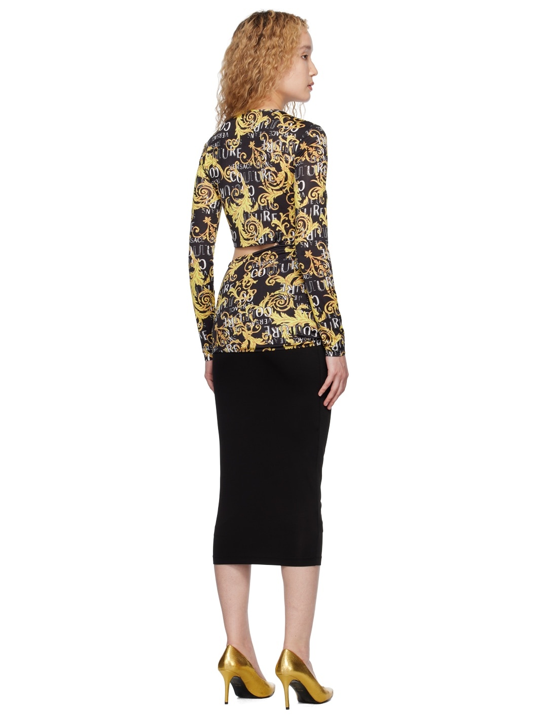 Black Printed Midi Dress - 3