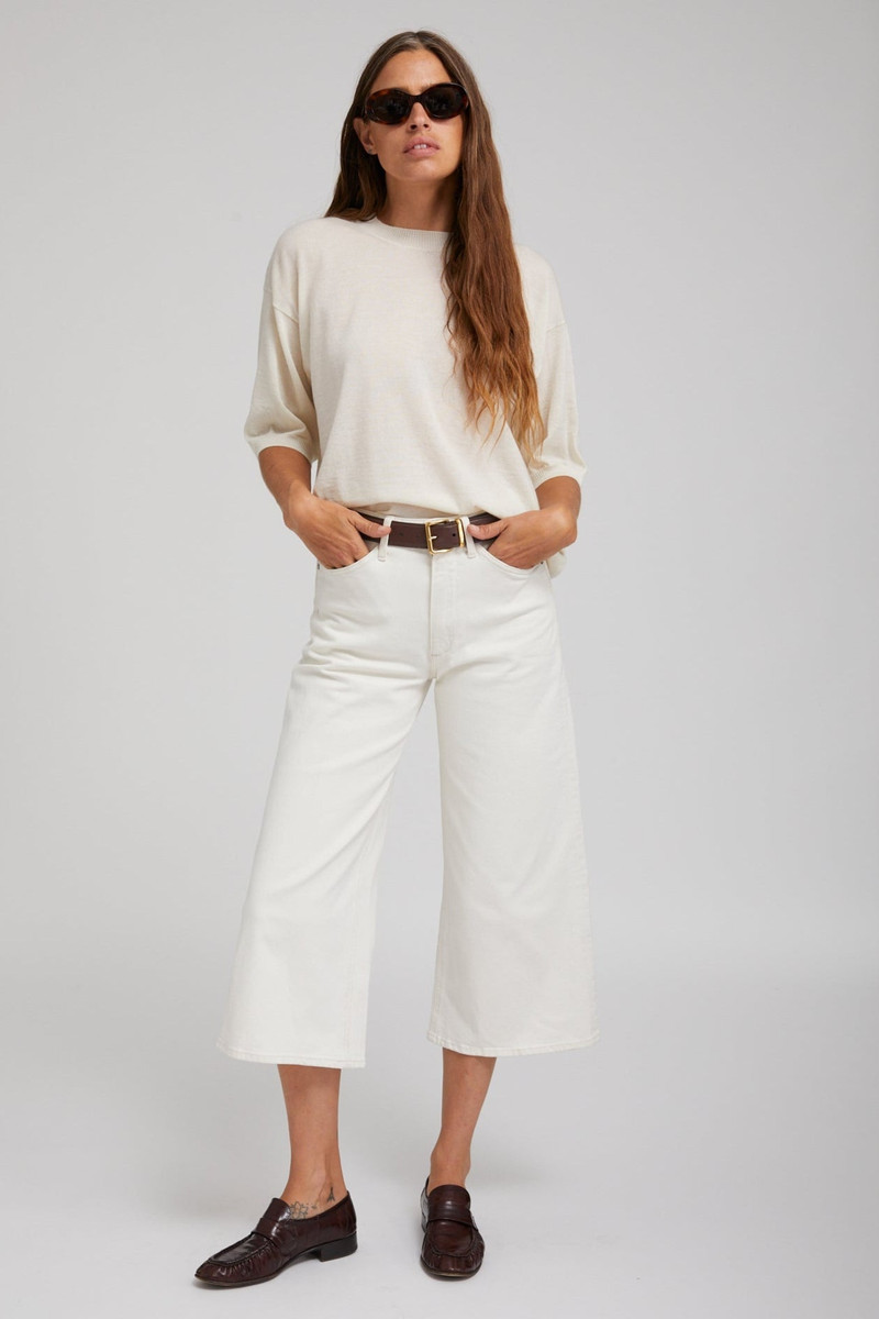 SPRWMN EARHART WHITE DENIM CULOTTE PANTS outlook