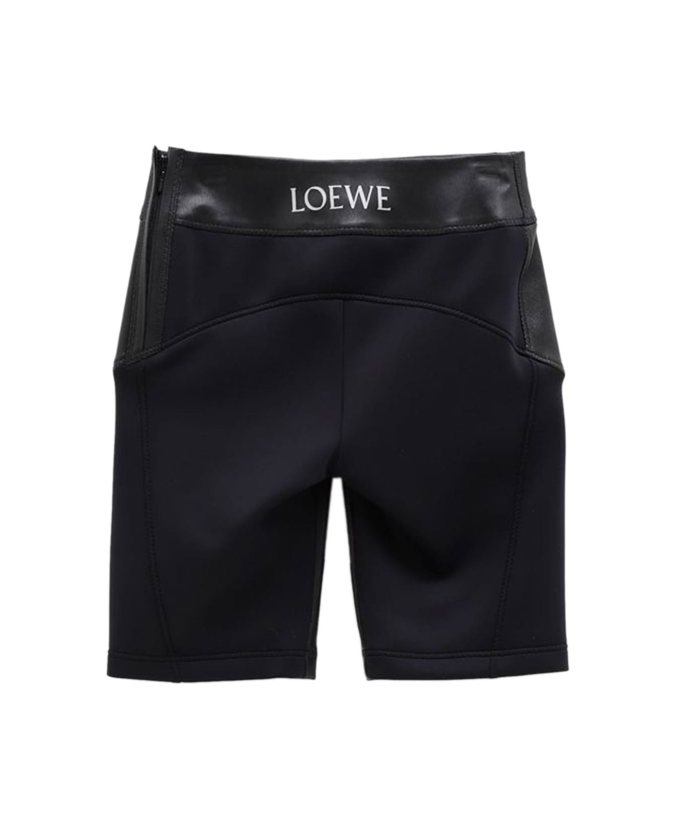 Stretch Leather And Fabric Shorts - 2