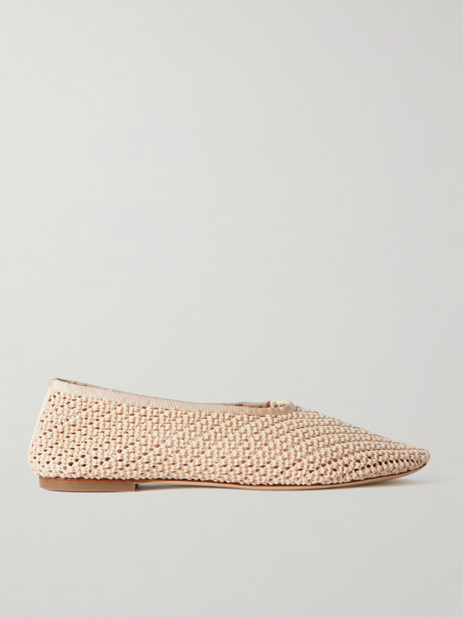 Alba grosgrain-trimmed crocheted ballet flats Cream - 1
