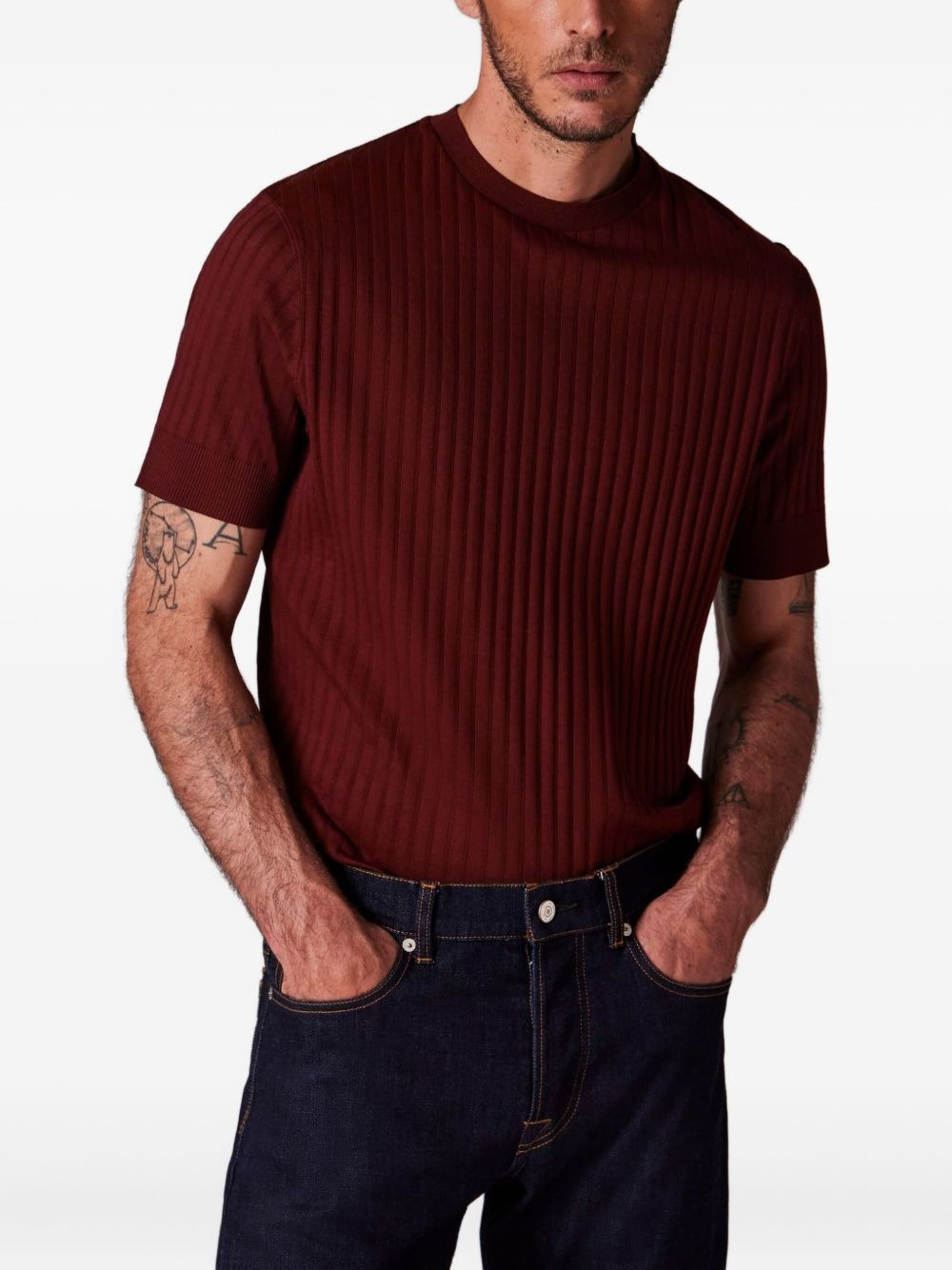 ribbed crew-neck T-shirt - 2