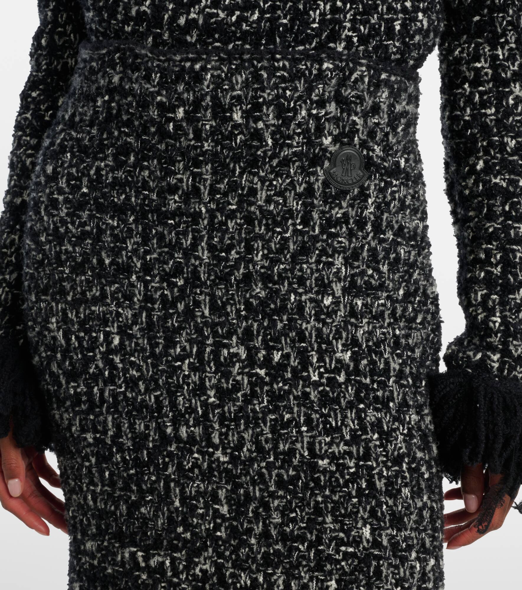 Fringed wool-blend pencil skirt - 4
