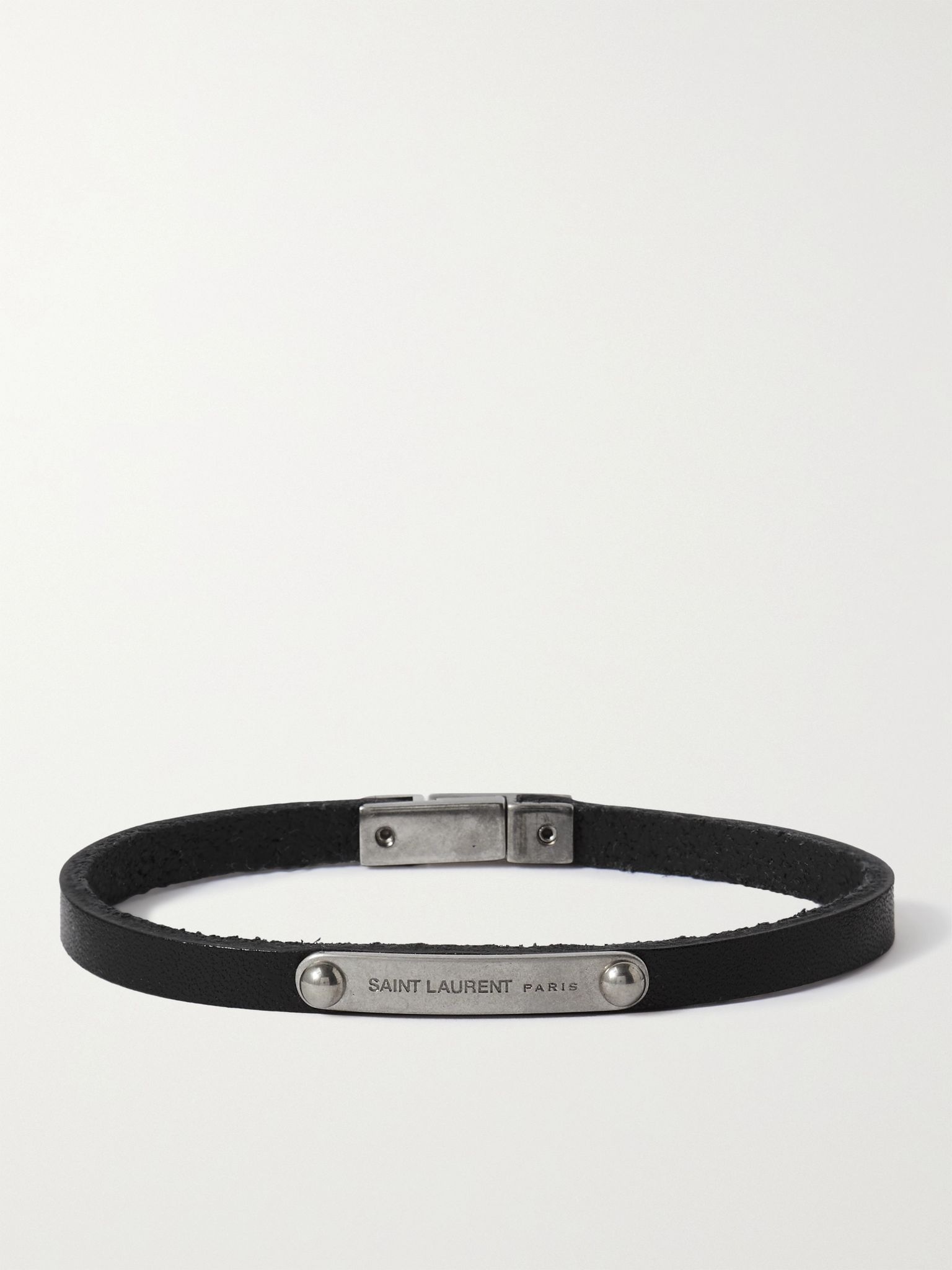 Leather and Ruthenium Bracelet - 1