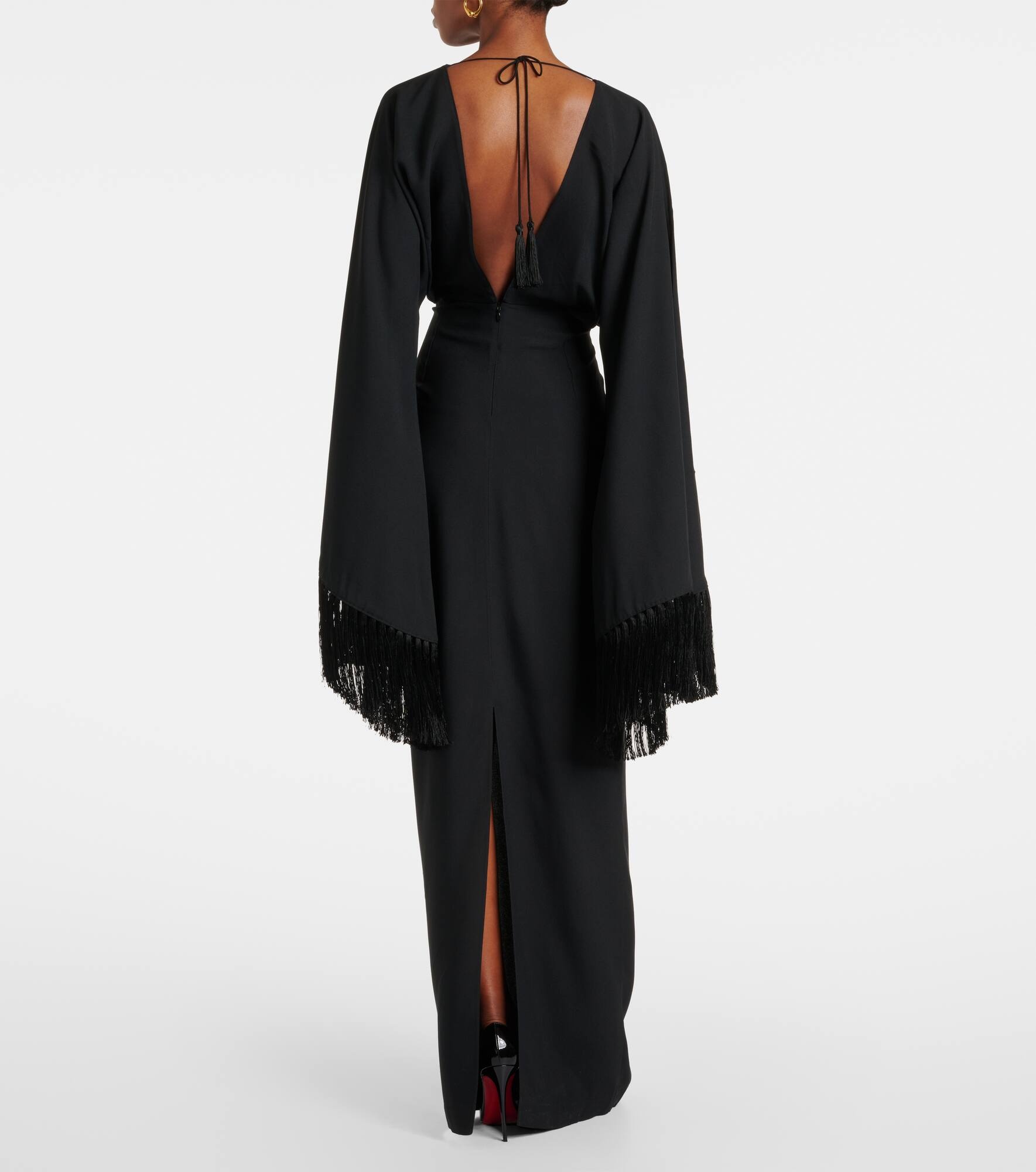 Magnifique fringed crêpe gown - 3