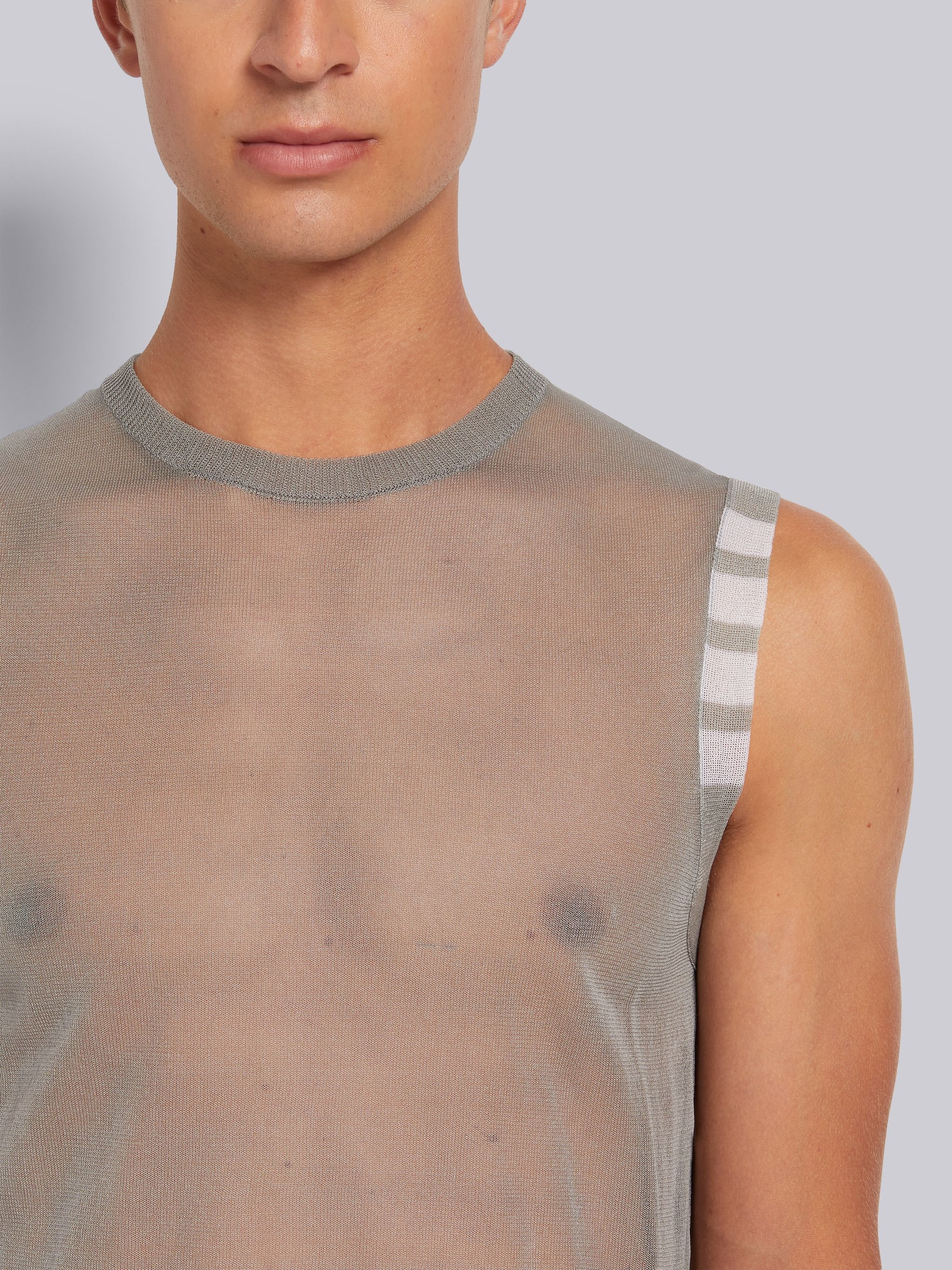 Light Grey Silk Organza 4-Bar Shell Top - 5