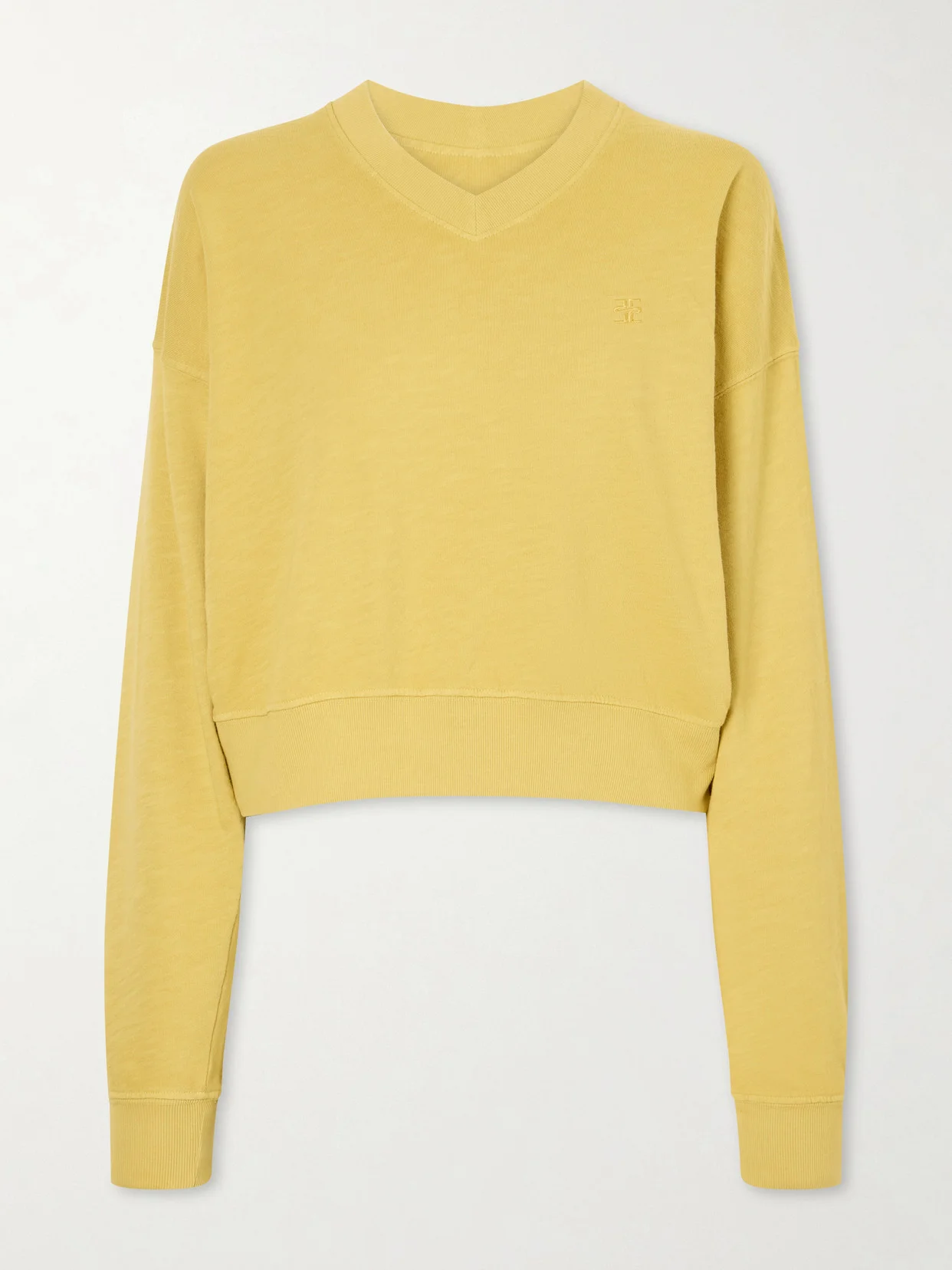 Cropped Cotton-jersey Sweater - 1