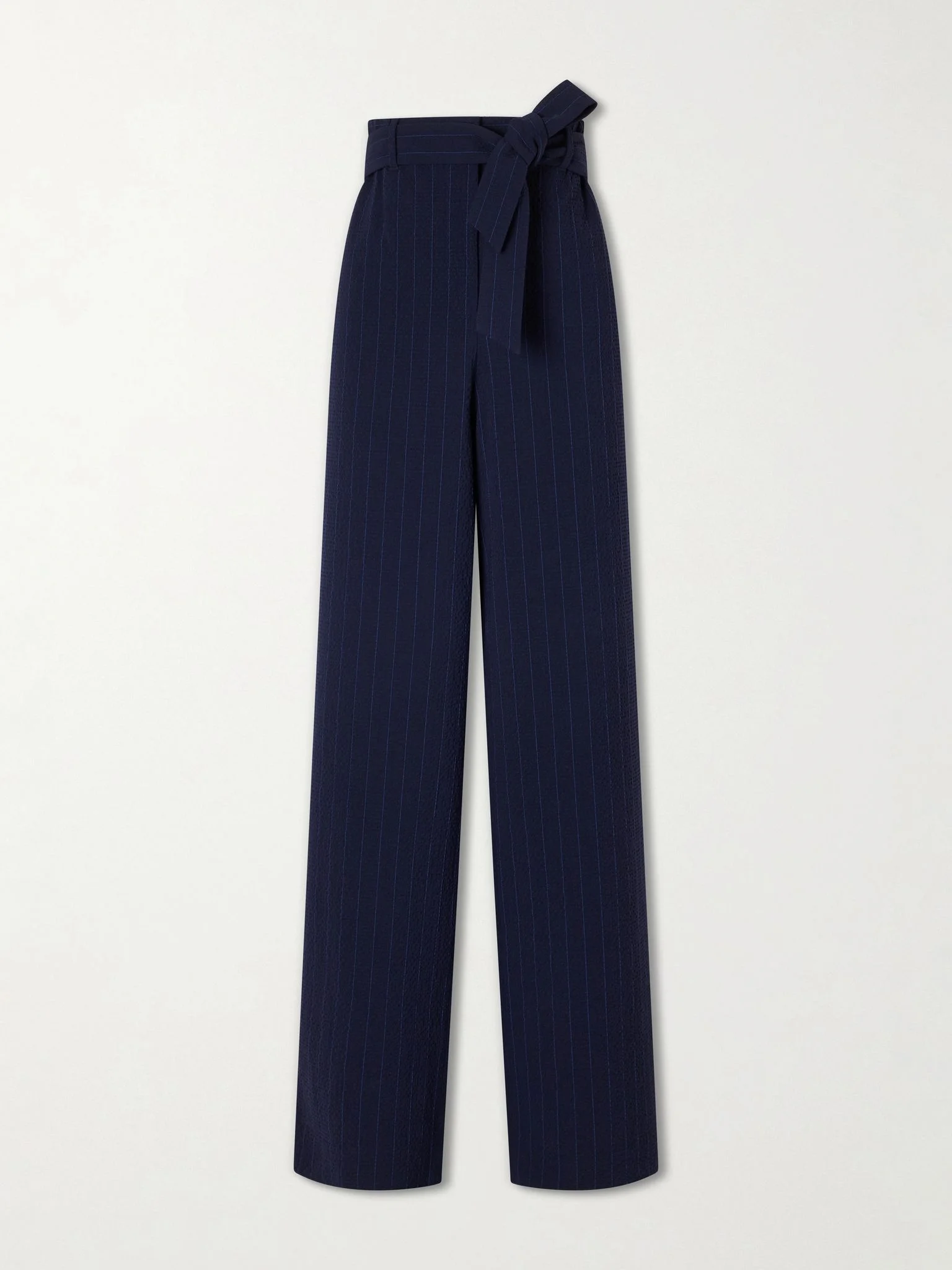 Lira striped seersucker virgin wool-blend pants Navy - 1