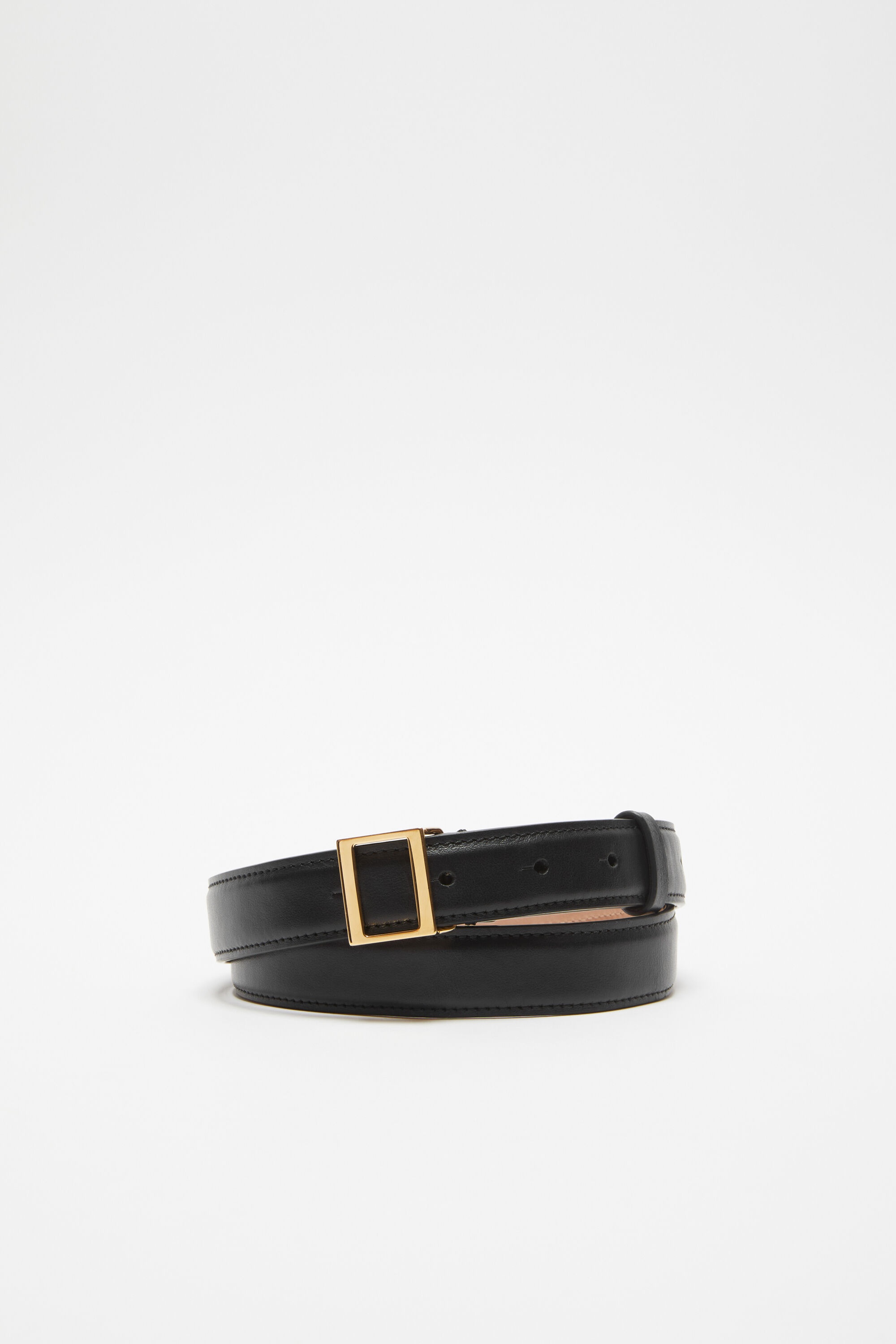 Leather buckle belt - Black/gold - 1