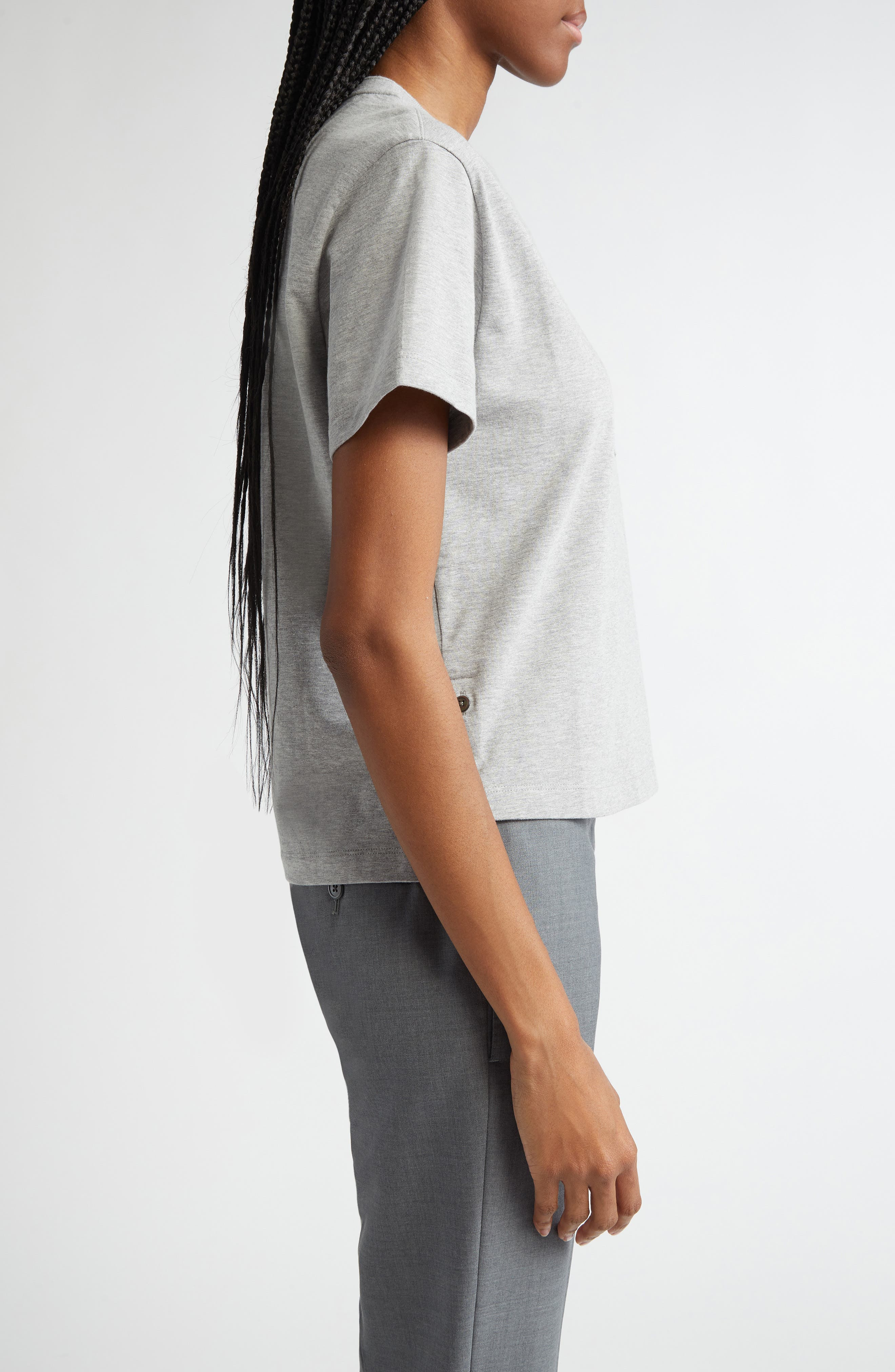 Thom Browne Medium Weight Cotton Jersey Boxy Pocket Tee in Light Grey at Nordstrom - 3