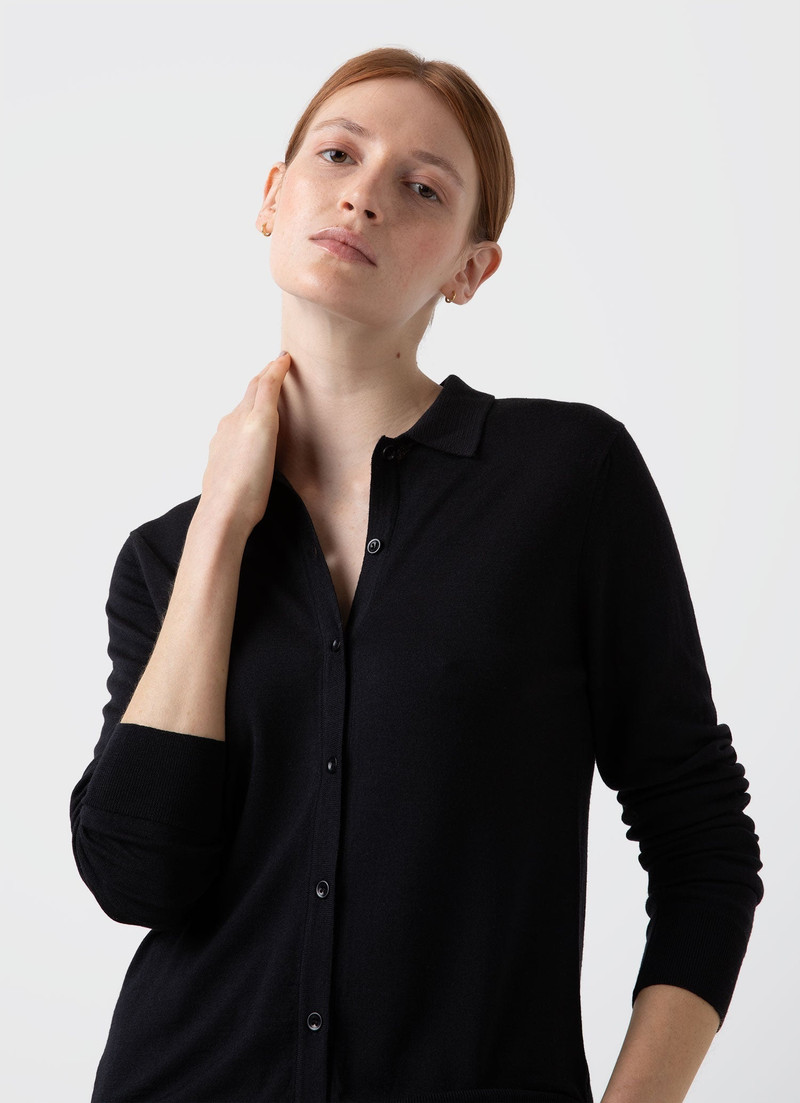 Merino Silk Collar Cardigan 1