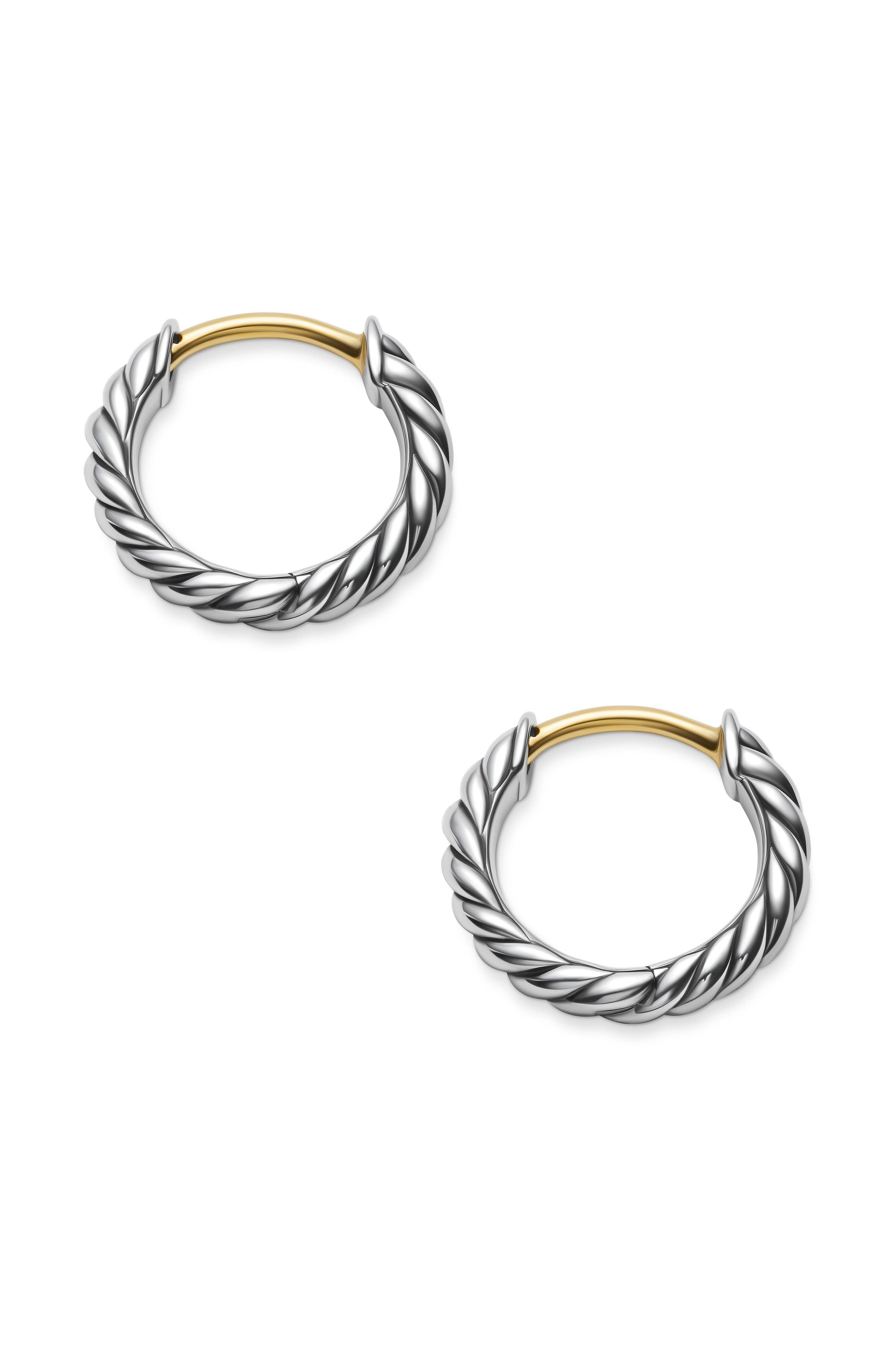 David Yurman Sculpted Cable Micro Huggie Hoop Earrings in Sterling Silver, 12mm at Nordstrom - 3