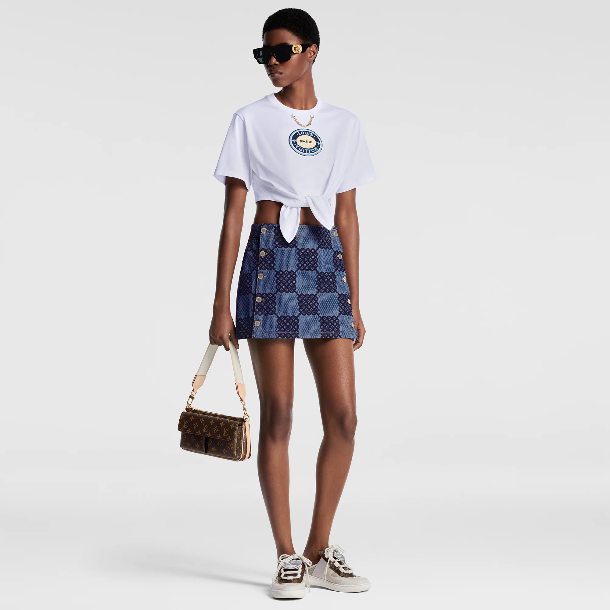 Damier Denim Mini Skirt - 4
