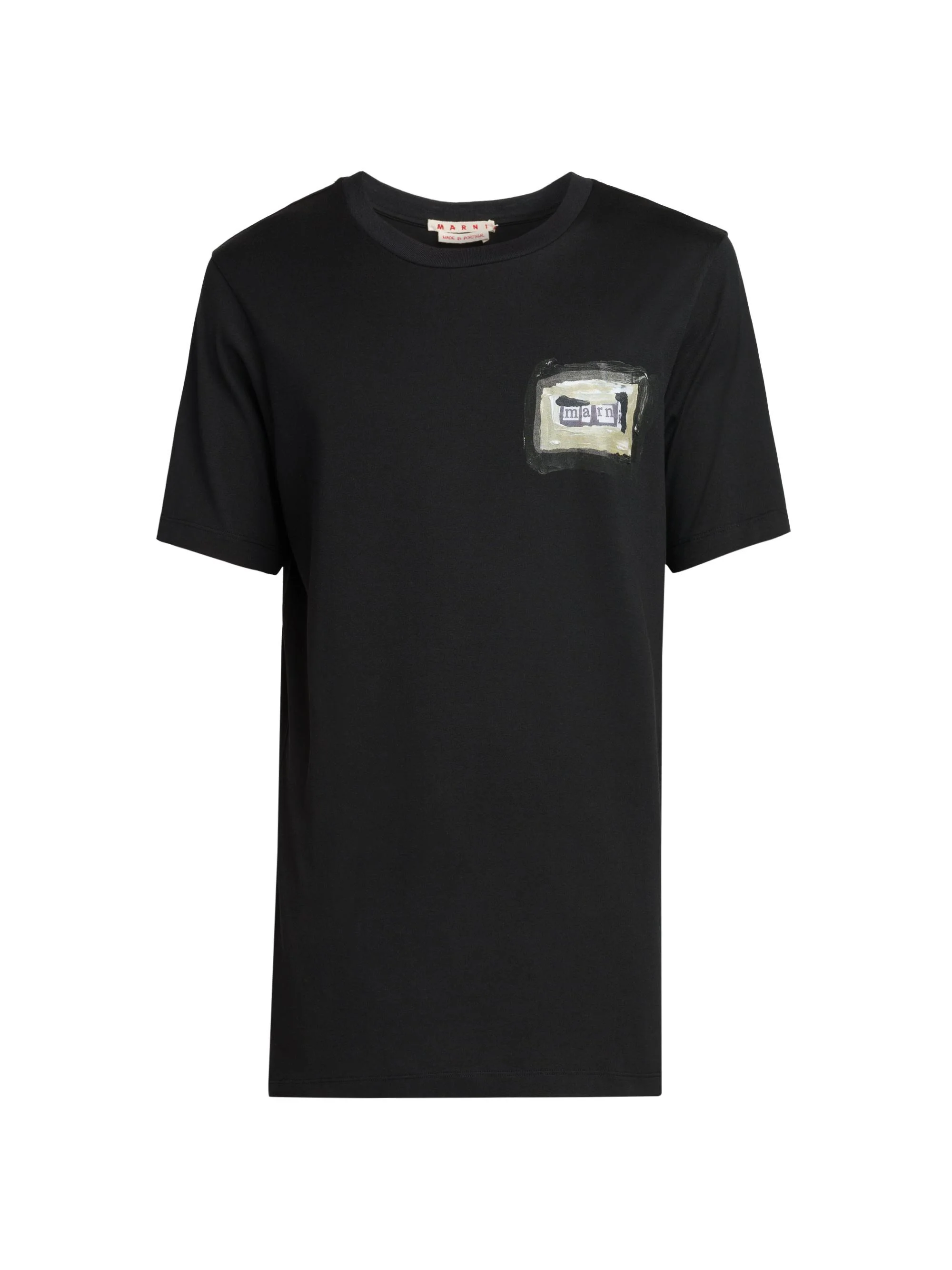 Men's Collage Logo Cotton Crewneck T-Shirt - Black - 1