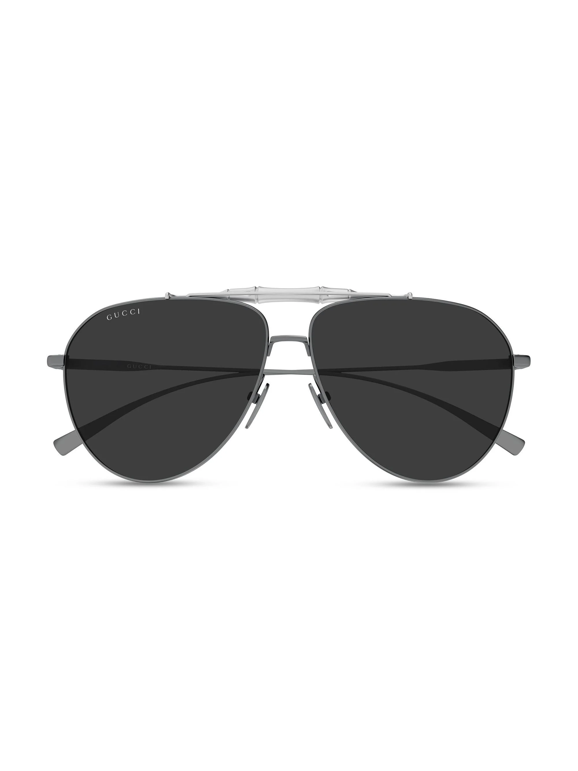 Men's Bamboo Metal 60MM Pilot Sunglasses - Silver Black - 1