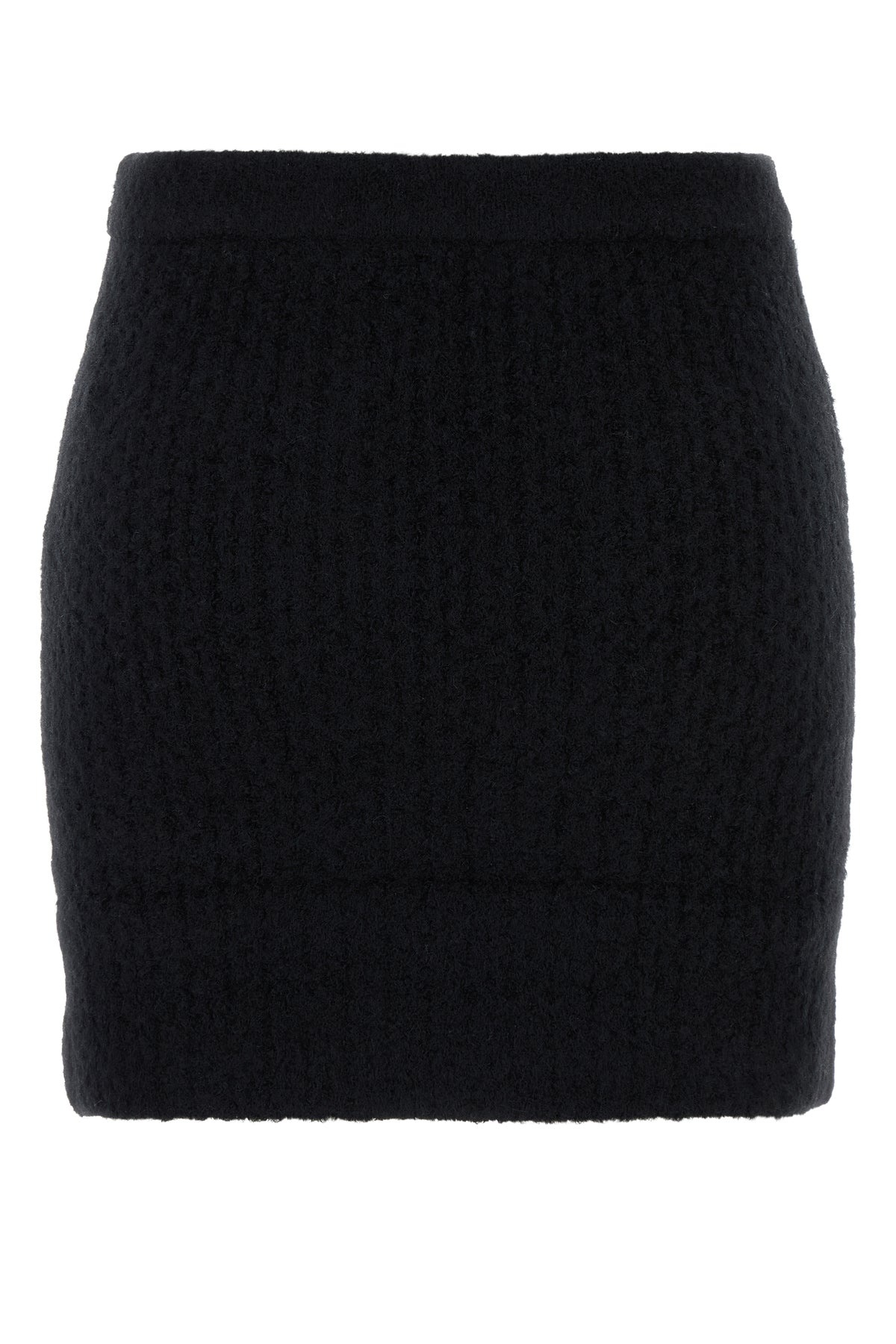 Black stretch alpaca blend mini skirt - 2