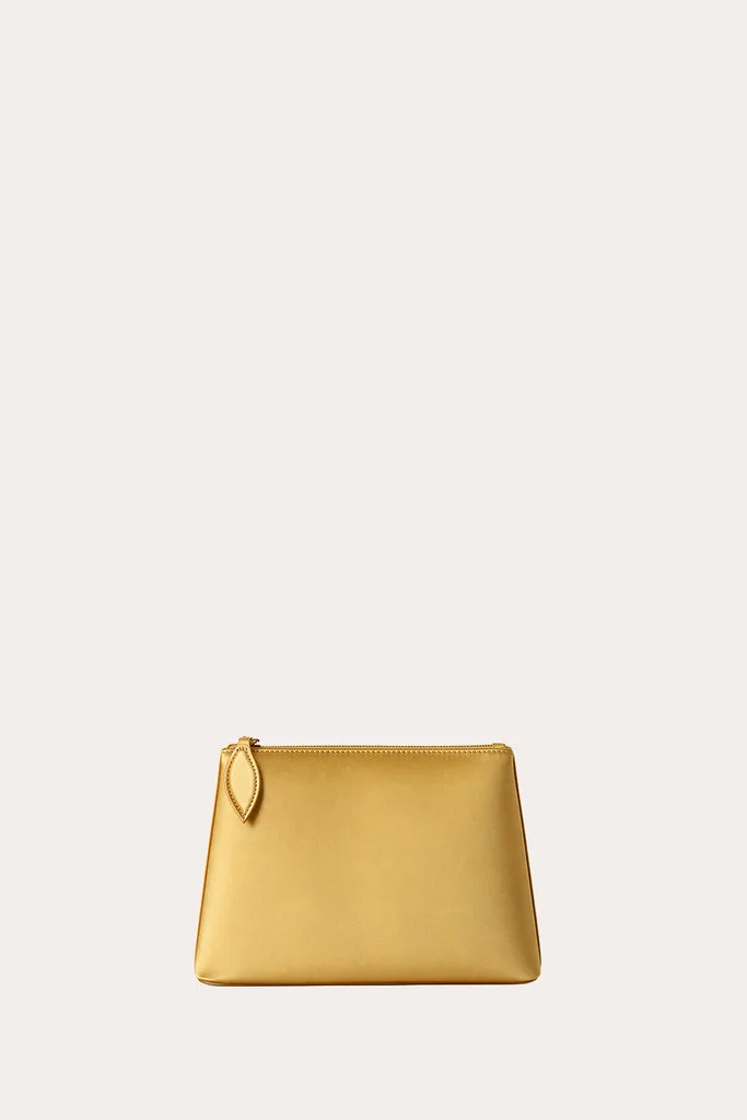 ZIP CLUTCH GOLD SATIN - 1