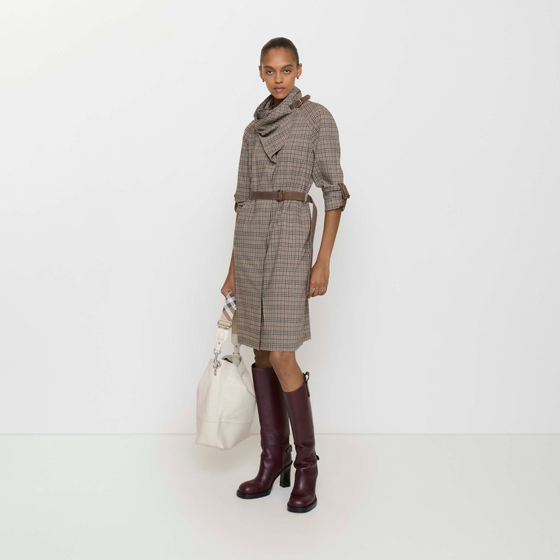 Burberry Scarf Collar Check Wool Dress outlook