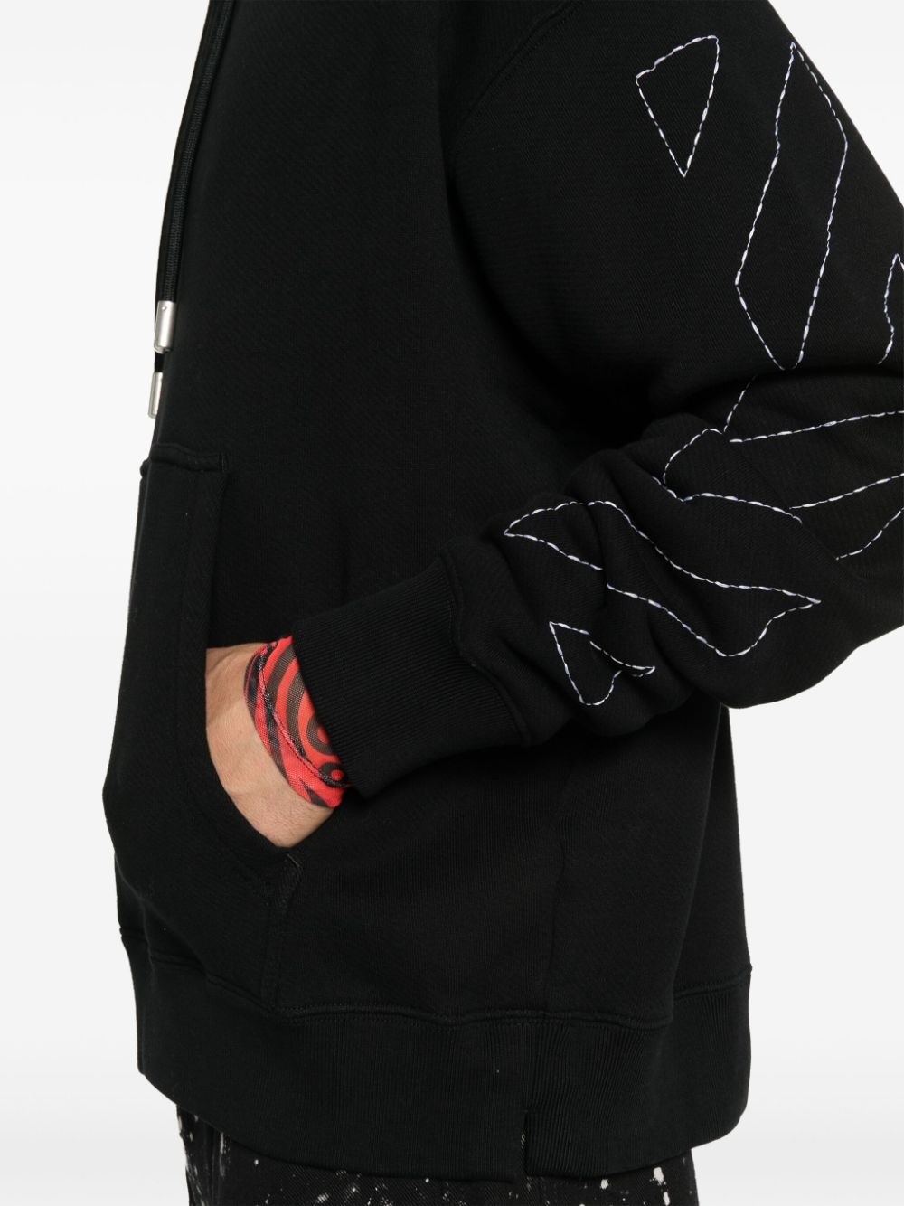 embroidered-logo cotton hoodie - 5