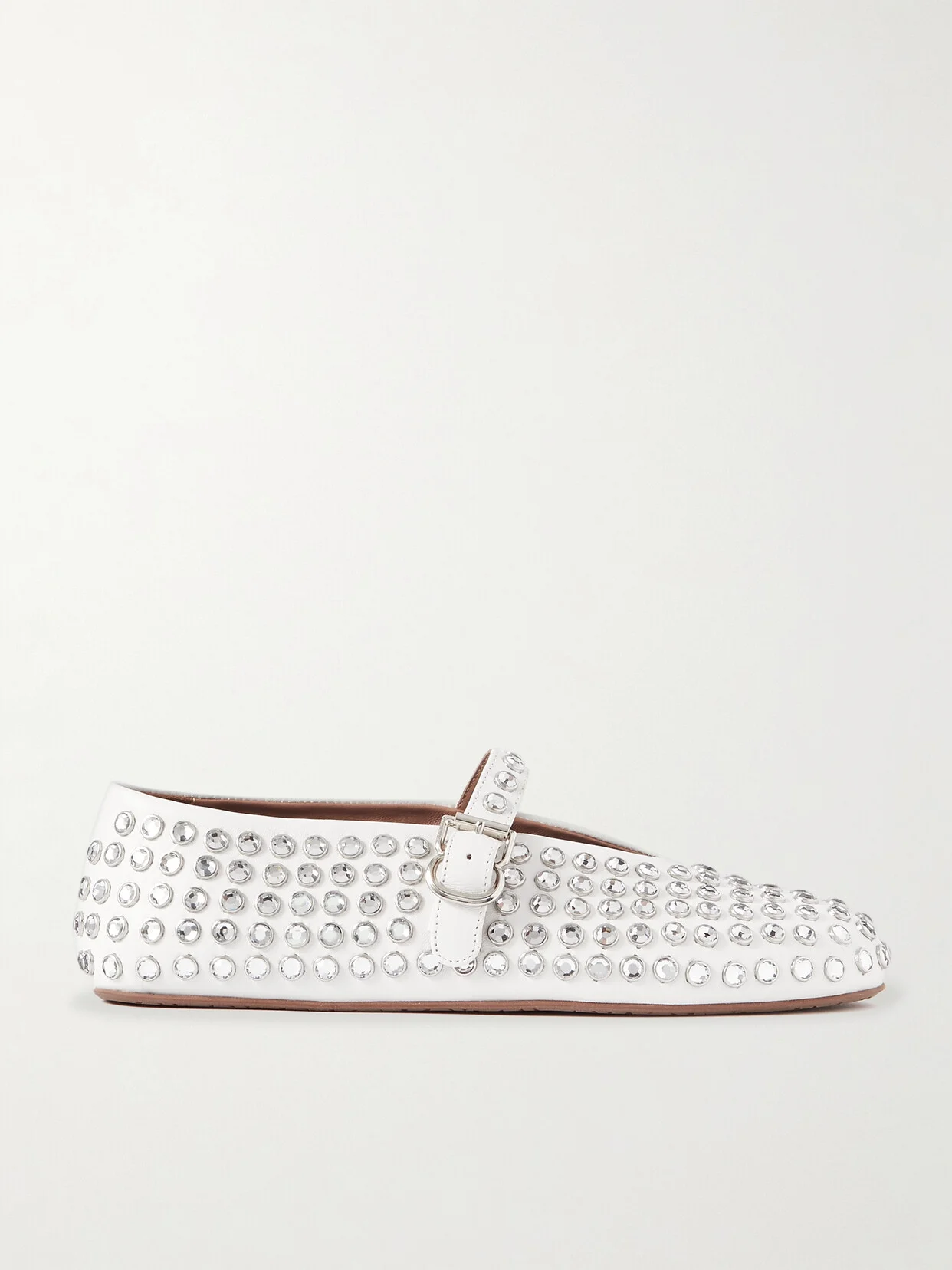 Crystal-embellished Leather Ballet Flats - 1