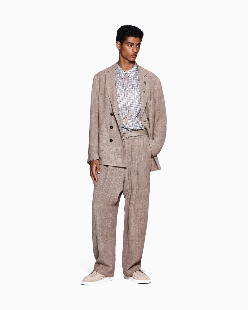 MOULINÉ LINEN AND SILK JACQUARD SINGLE-PLEAT TROUSERS 2