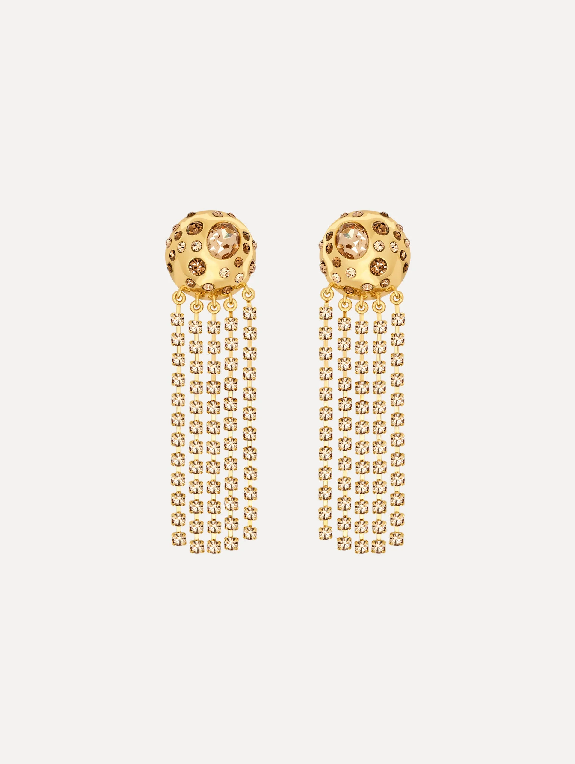 CRYSTAL FRINGE CHANDELIER EARRINGS - 1