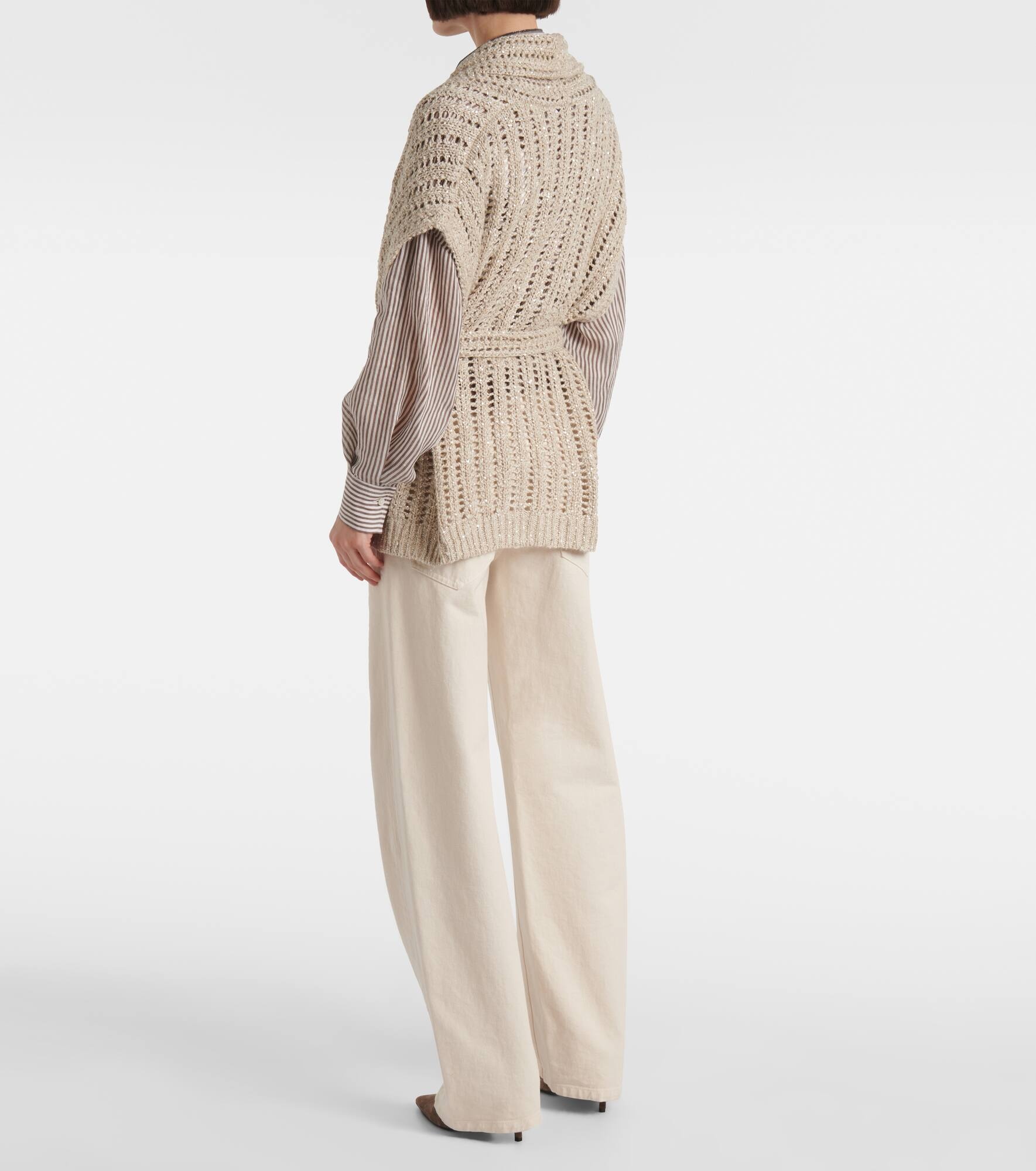 Dazzling silk and linen-blend wrap cardigan - 3