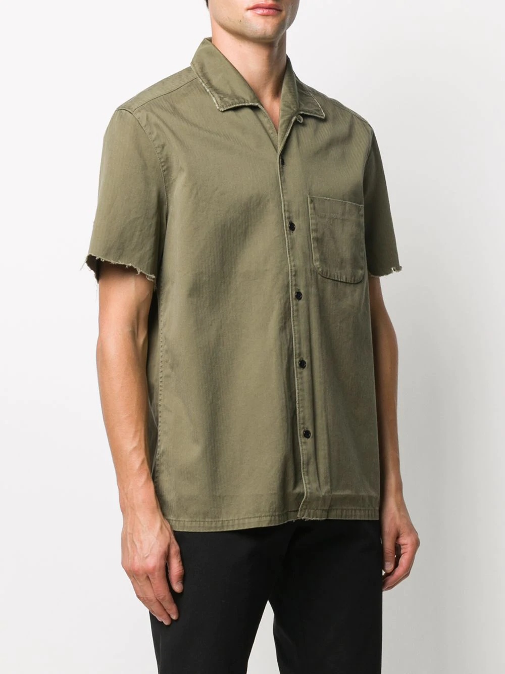 unfinished hem short-sleeve shirt - 3