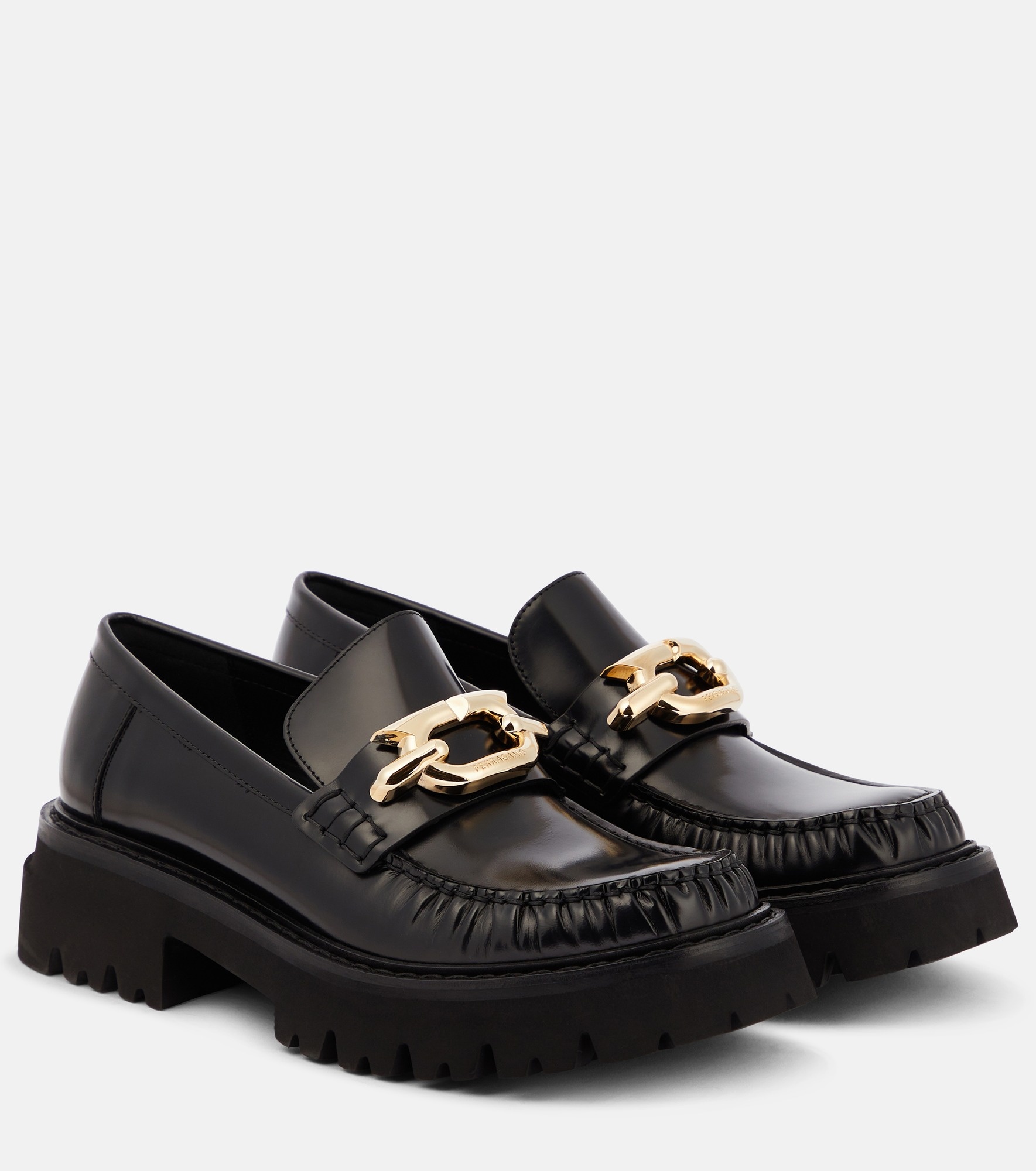 FERRAGAMO Embellished leather loafers, mytheresa