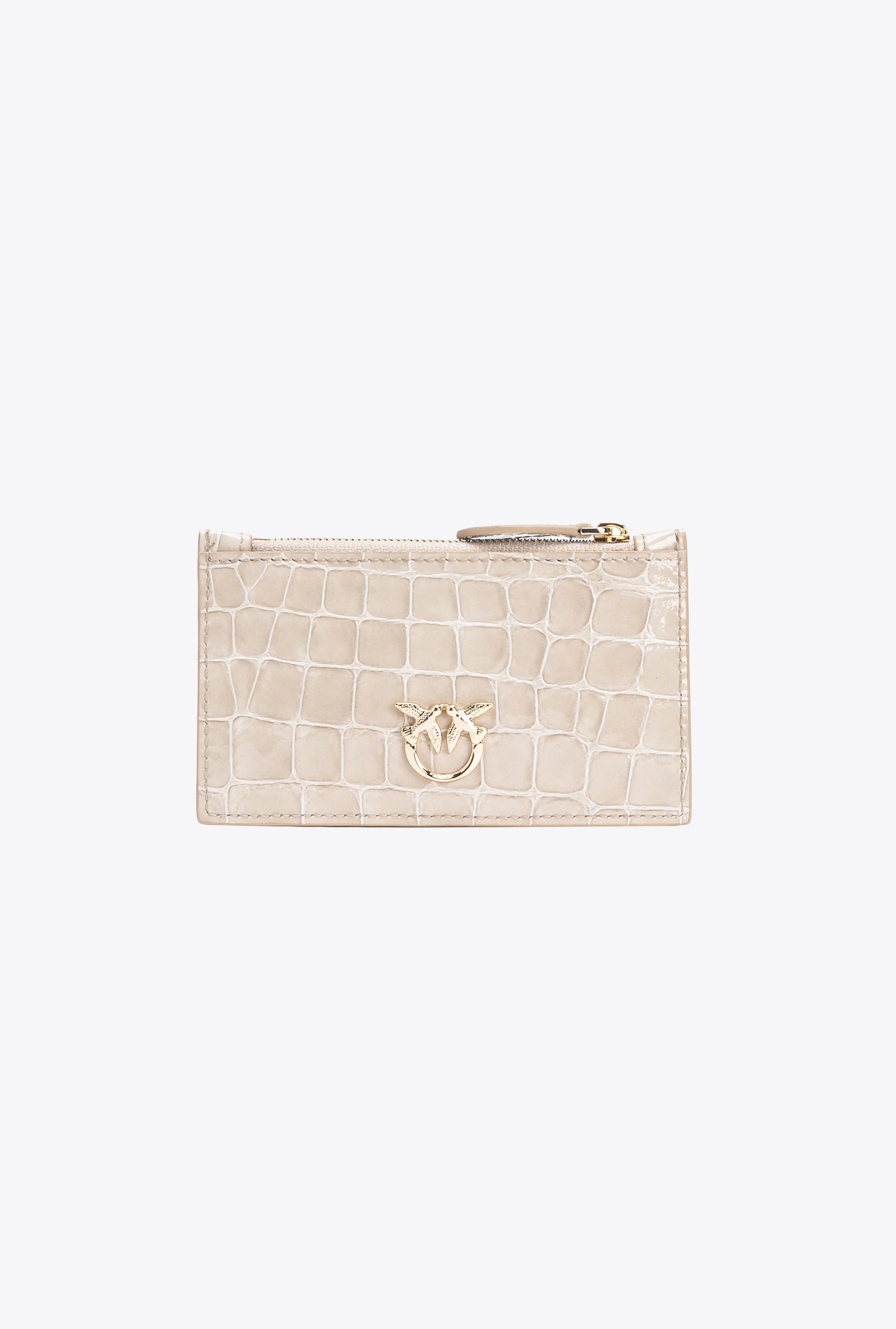 PINKO GALLERIA SHINY CROC-PRINT CARD HOLDER - 1