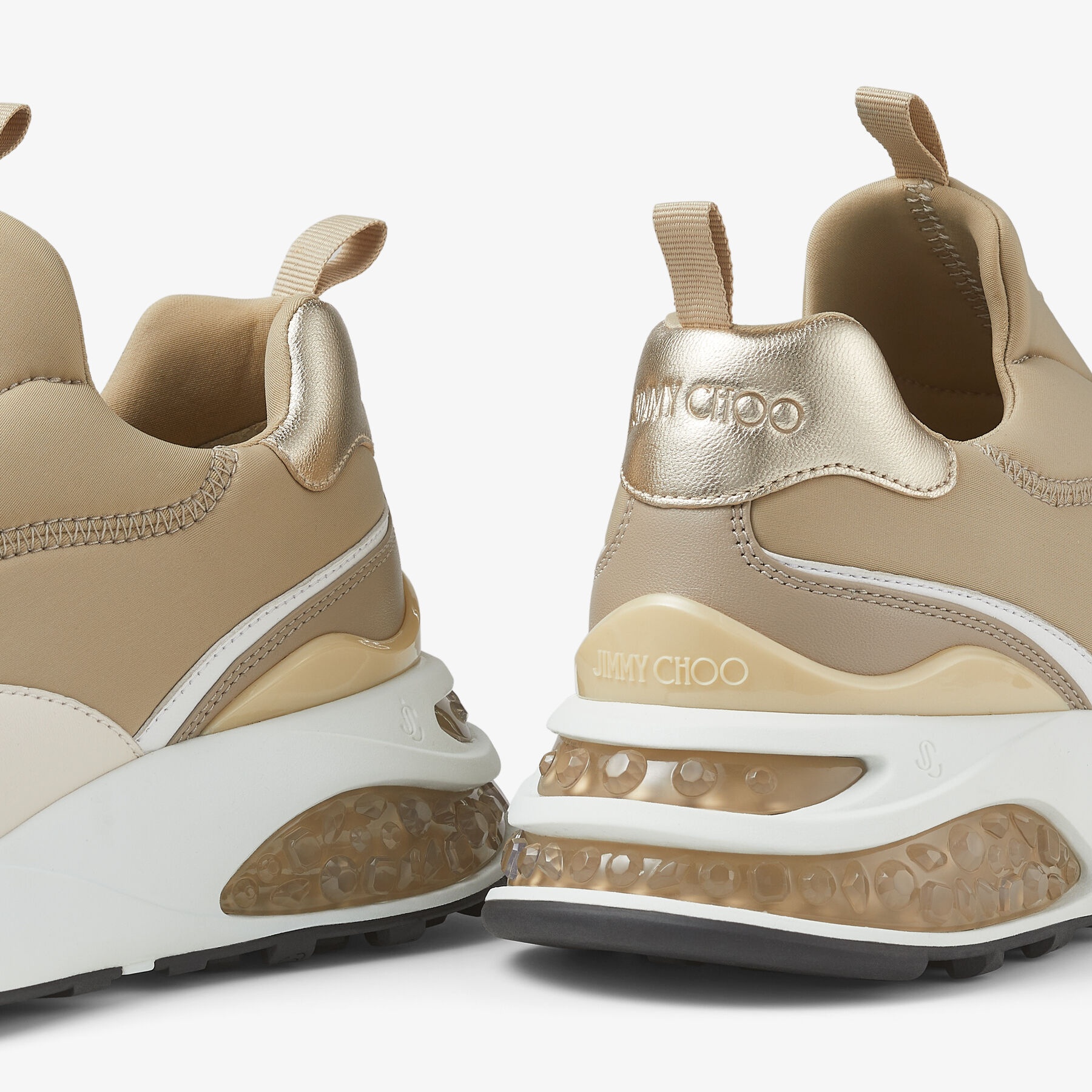 Memphis/F
Stone Neoprene and Champagne Leather Low-Top Trainers - 4