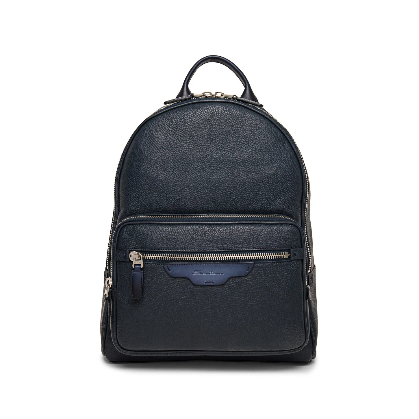 Blue tumbled leather backpack - 1