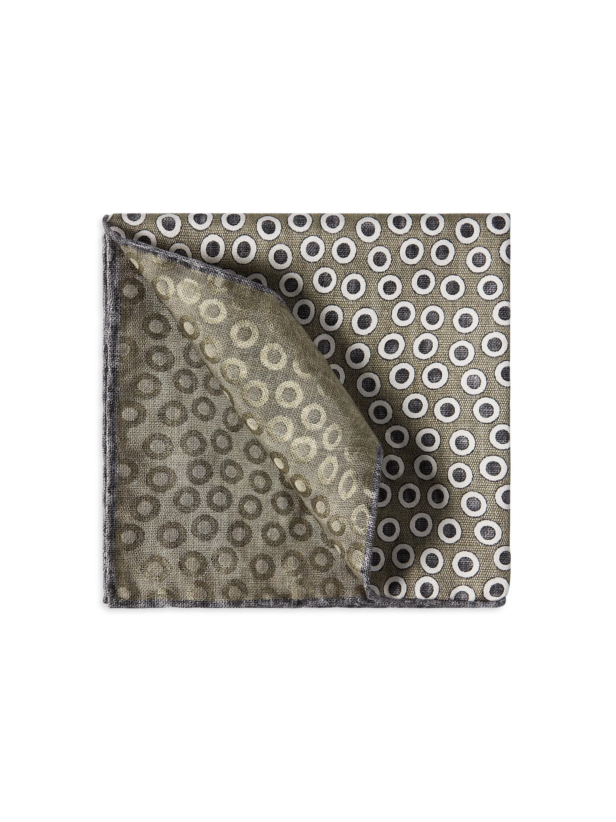 Men's Polka Dot Silk Pocket Square - Military - 1